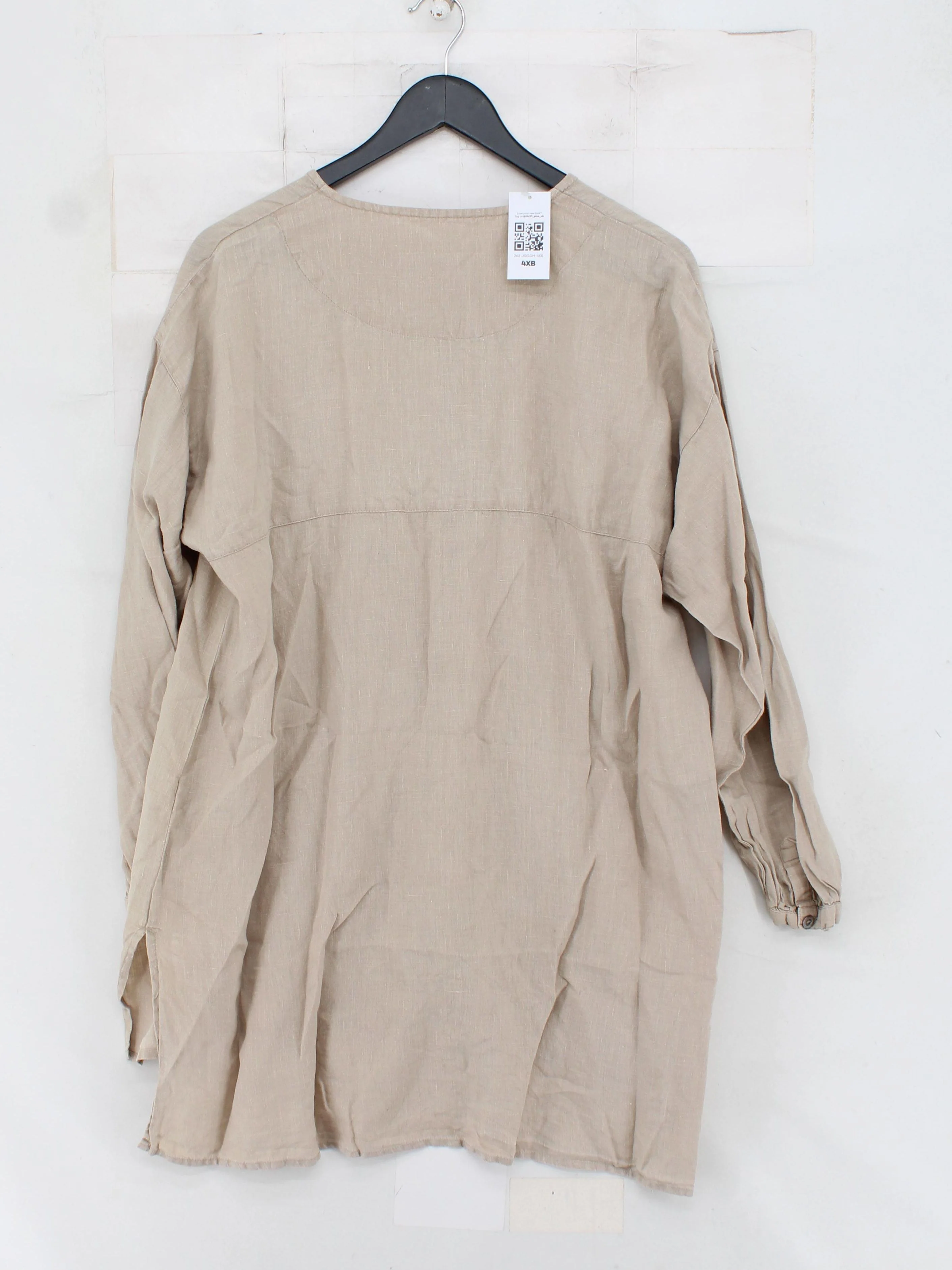 Gudrun Sjöden Women's Shirt M Tan 100% Linen Long Sleeve Round Neck Basic - Image 2