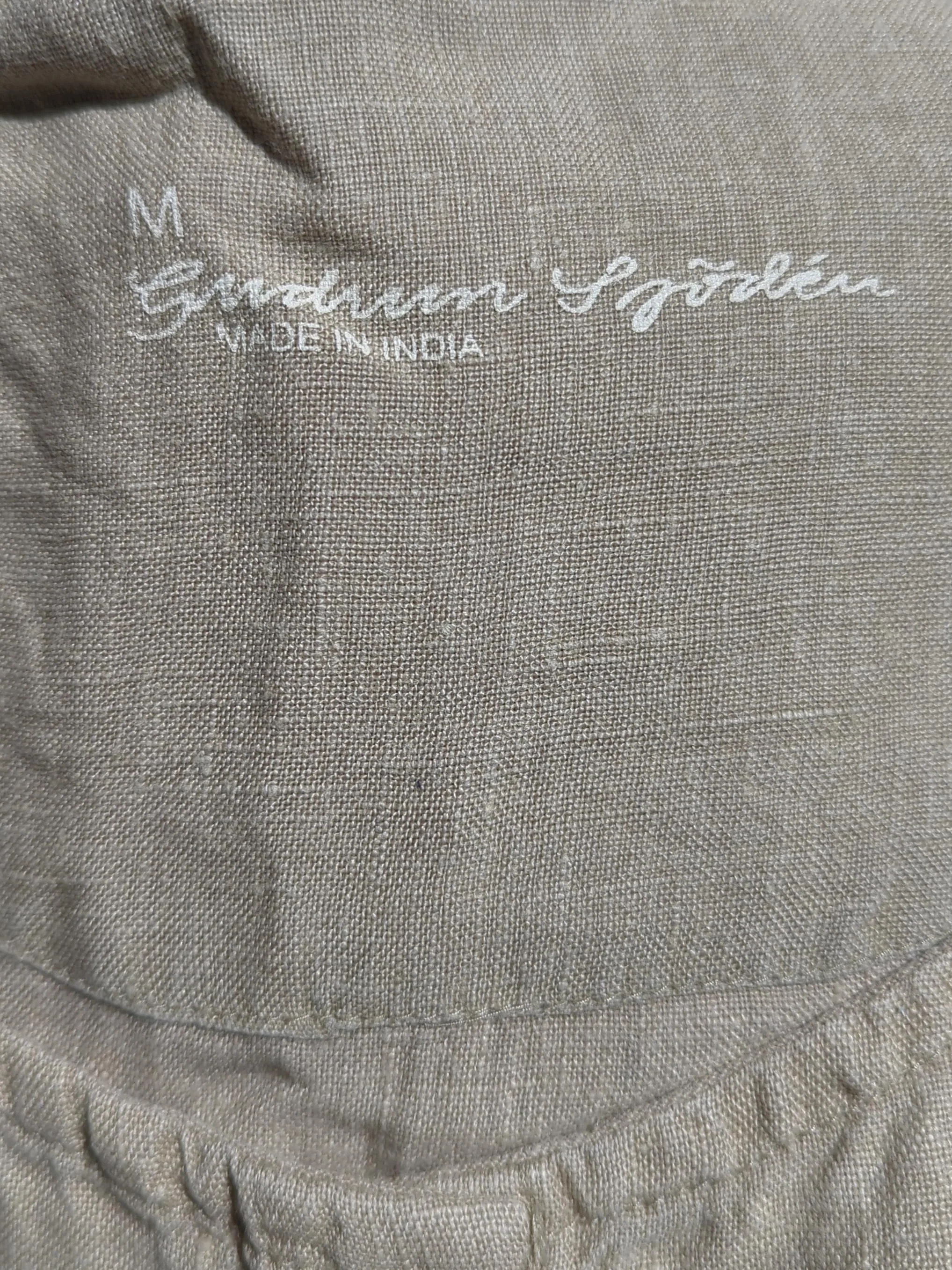 Gudrun Sjöden Women's Shirt M Tan 100% Linen Long Sleeve Round Neck Basic - Image 5