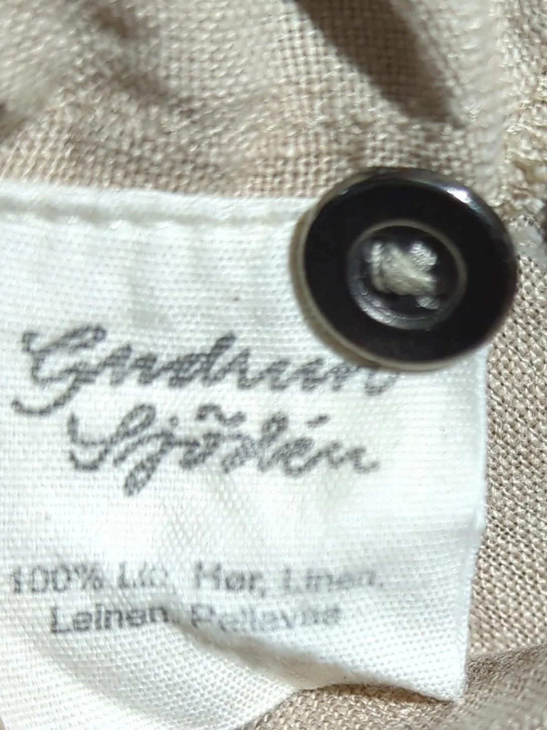 Gudrun Sjöden Women's Shirt M Tan 100% Linen Long Sleeve Round Neck Basic - Image 6