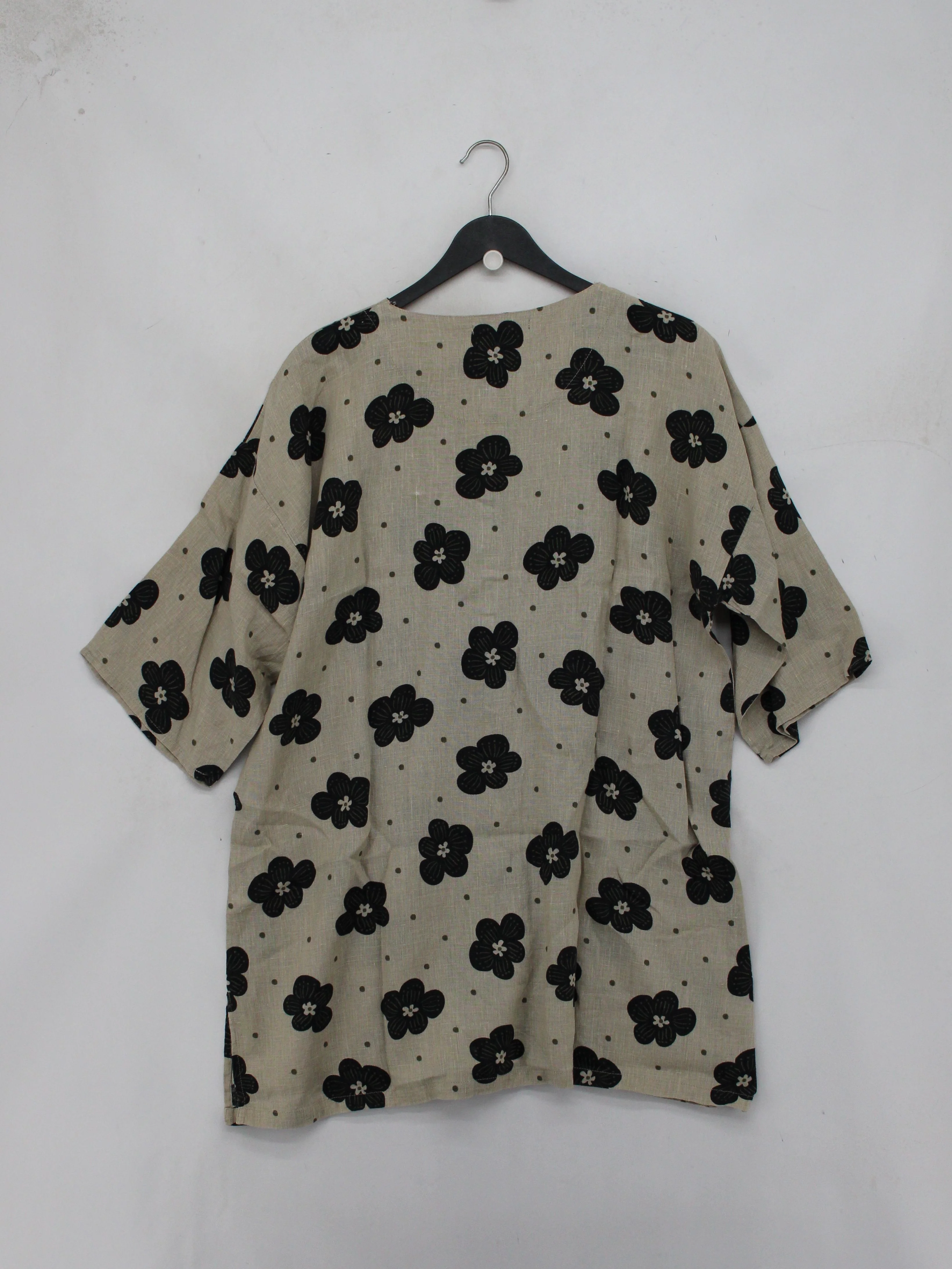Gudrun Sjöden Women's Top L Cream Floral 100% Other 3/4 Sleeve Round Neck Tunic - Image 2