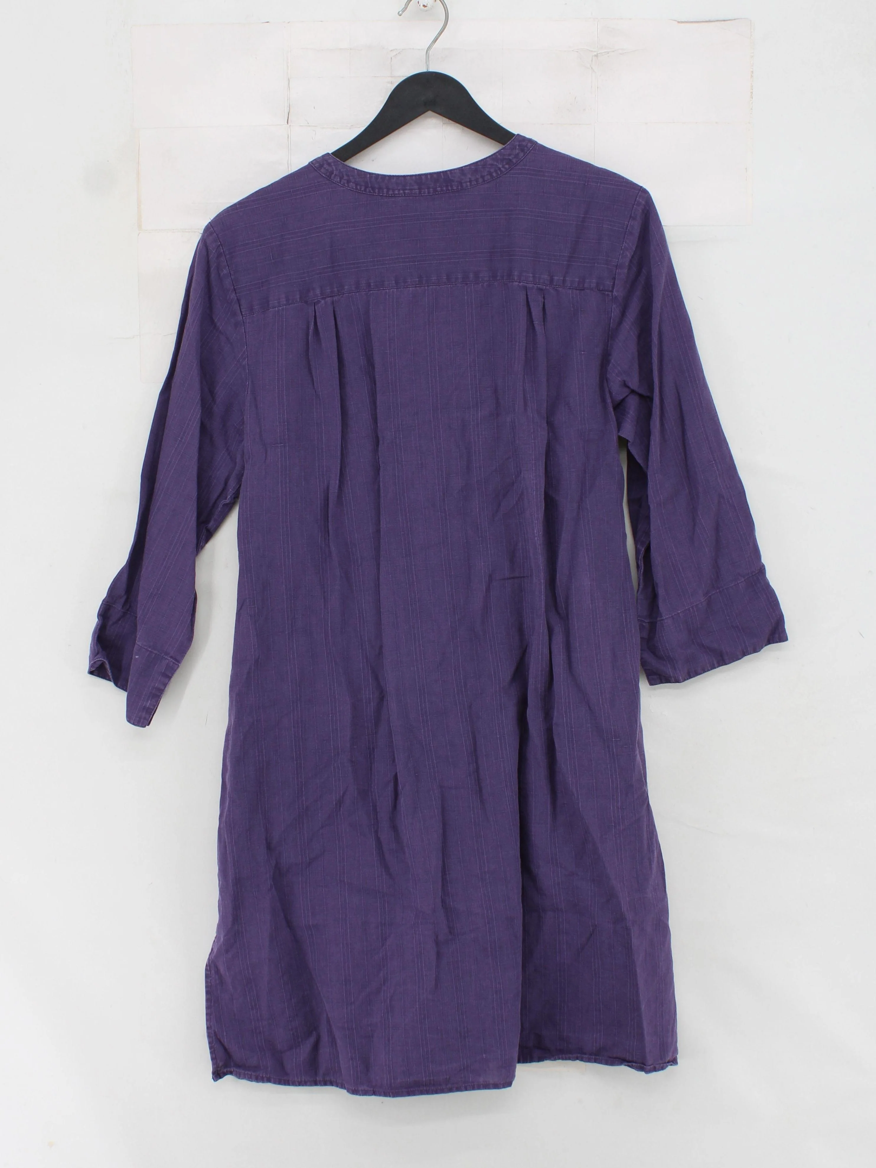 Gudrun Sjöden Women's Top M Purple 100% Cotton 3/4 Sleeve Round Neck Tunic - Image 2