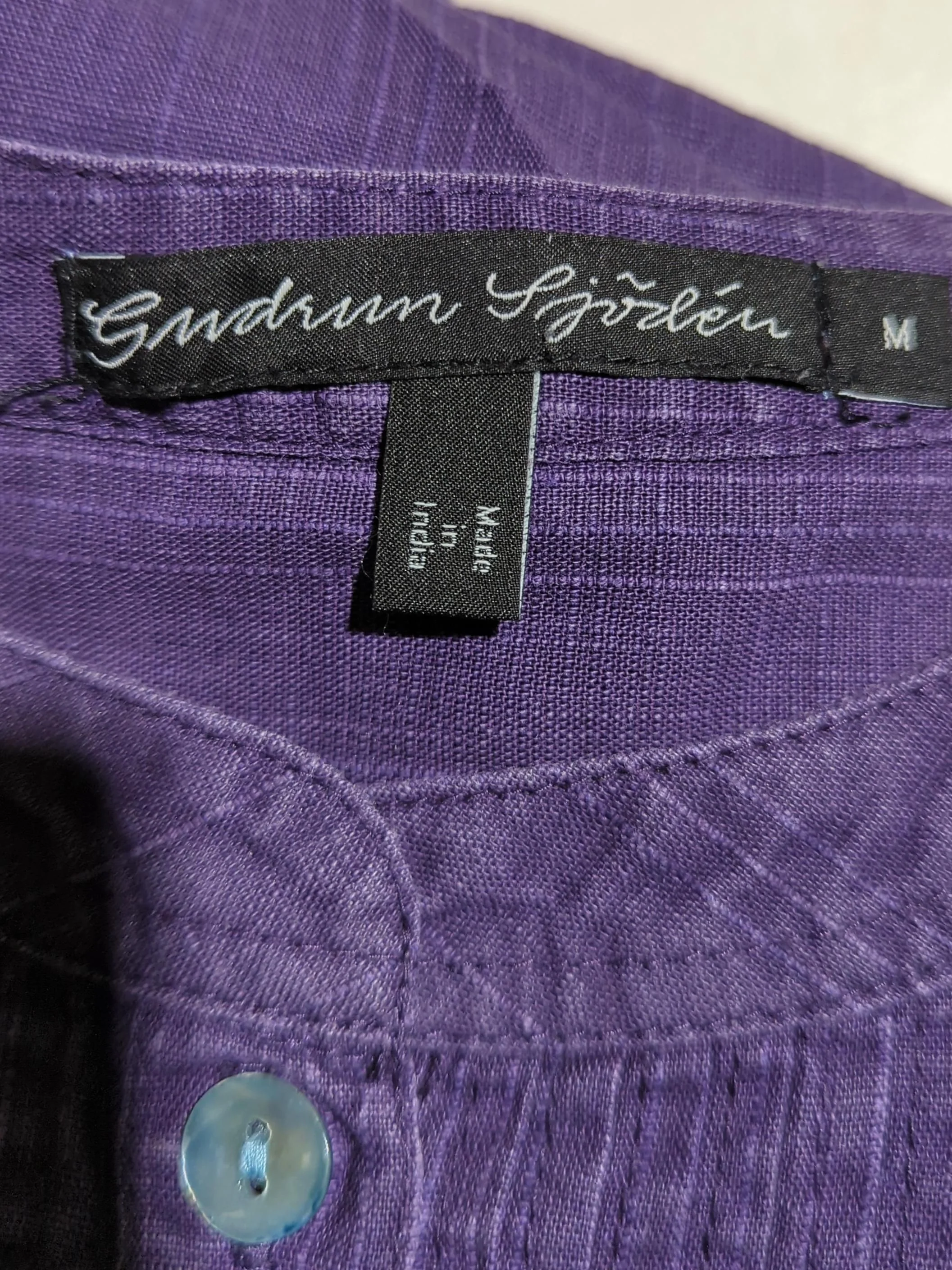 Gudrun Sjöden Women's Top M Purple 100% Cotton 3/4 Sleeve Round Neck Tunic - Image 5