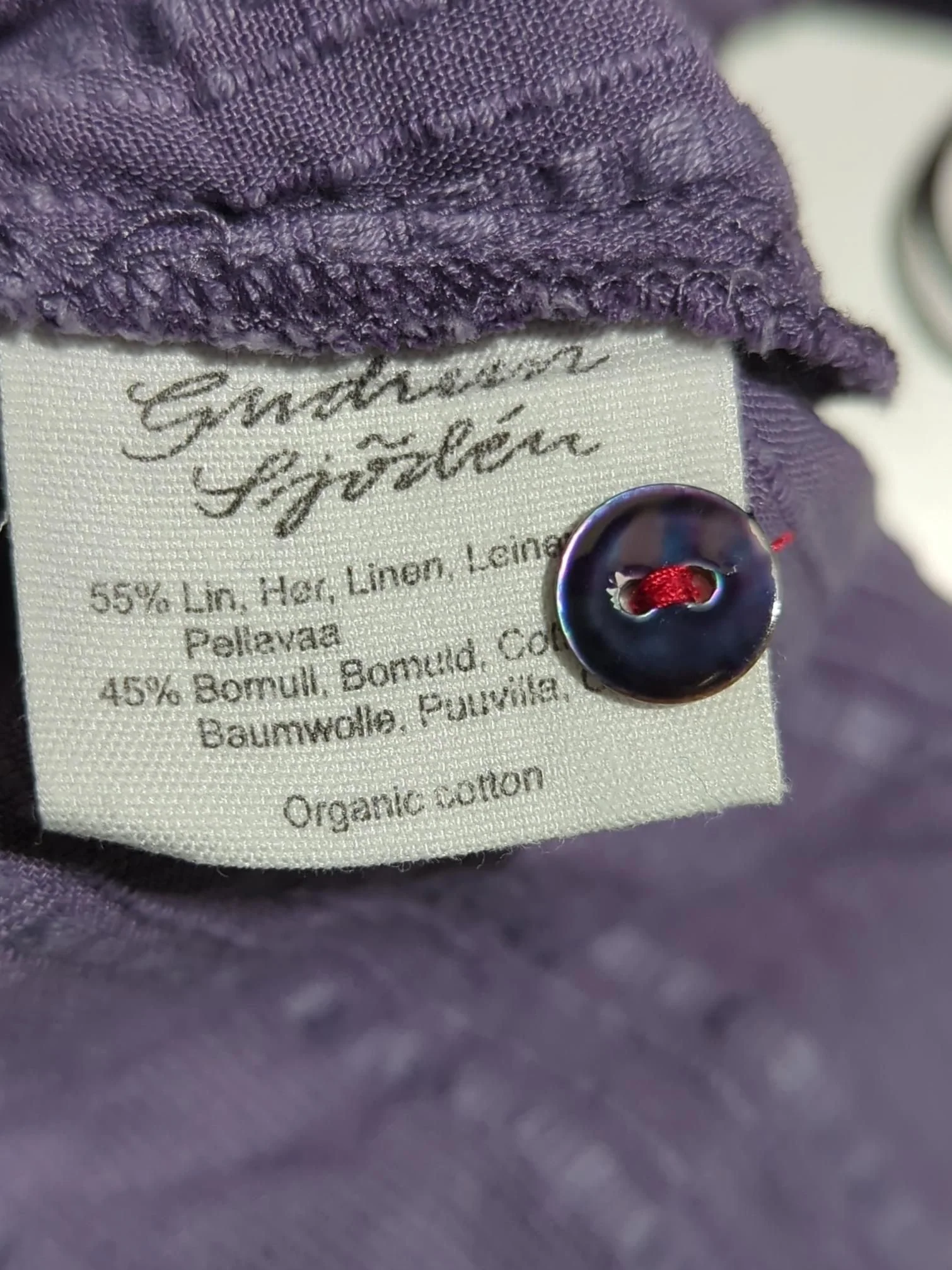 Gudrun Sjöden Women's Top M Purple Linen with Cotton Tunic - Image 6