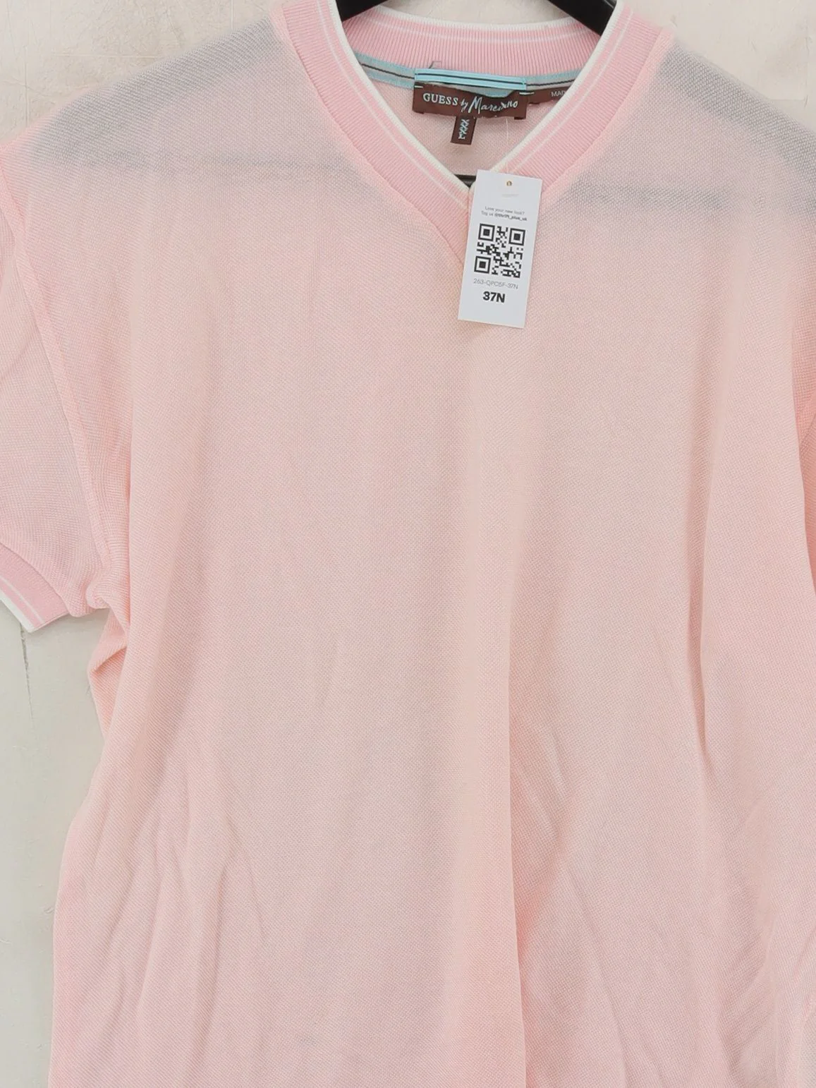 Guess By Marciano Men's Polo L Pink Viscose with Elastane Basic - Image 3