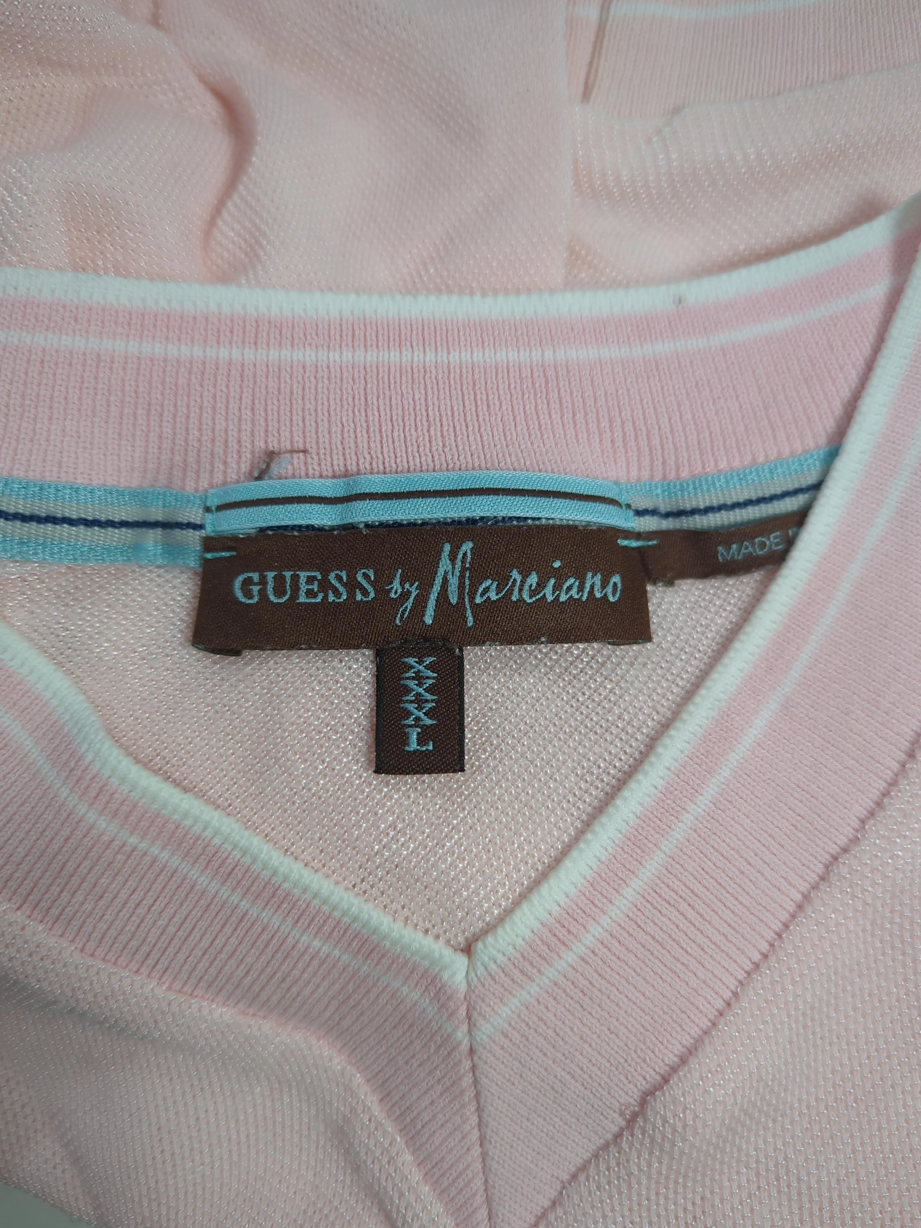 Guess By Marciano Men's Polo L Pink Viscose with Elastane Basic - Image 5