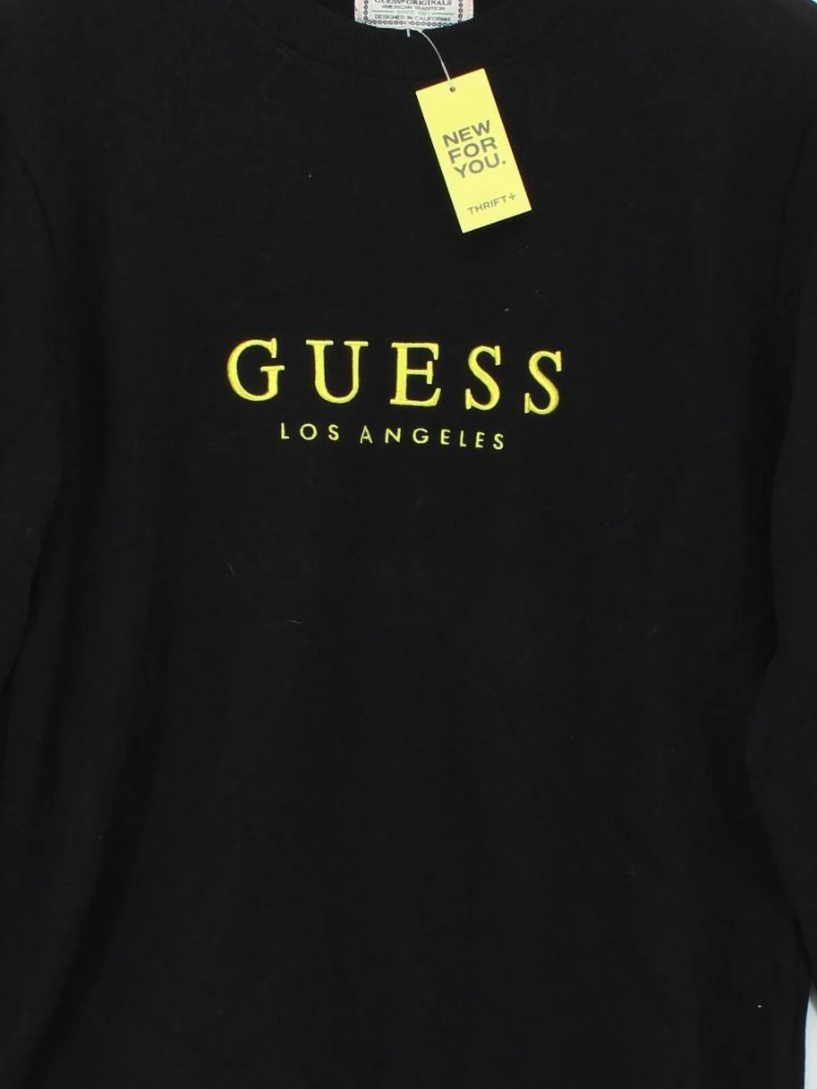 Guess Men's Jumper S Black Cotton with Polyester Crew Neck Pullover - Image 3