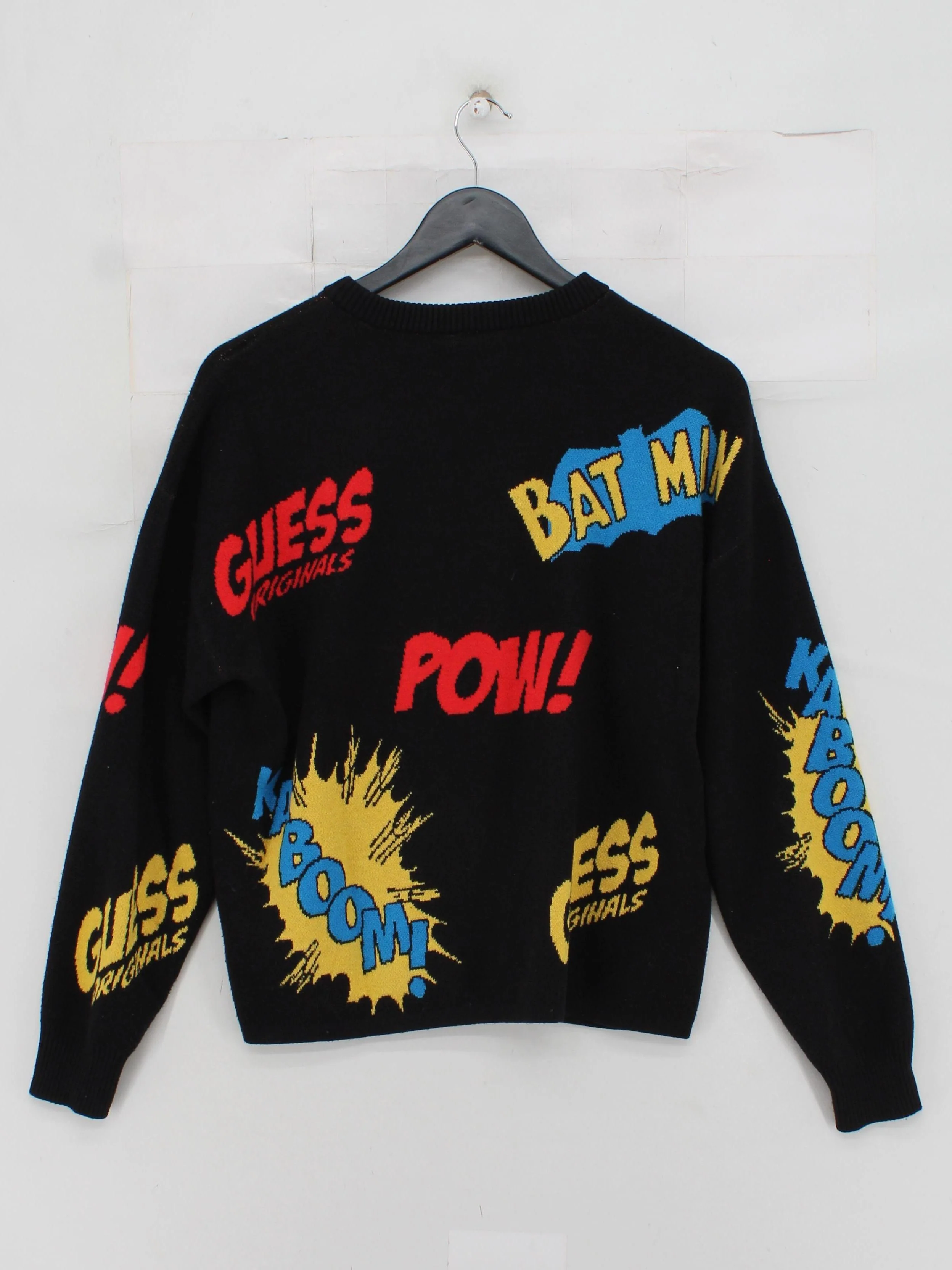 Guess Men's Jumper S Black Graphic 100% Viscose Round Neck Pullover - Image 2