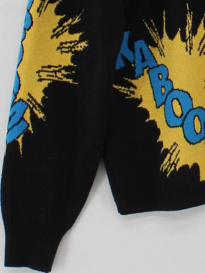Guess Men's Jumper S Black Graphic 100% Viscose Round Neck Pullover - Image 4