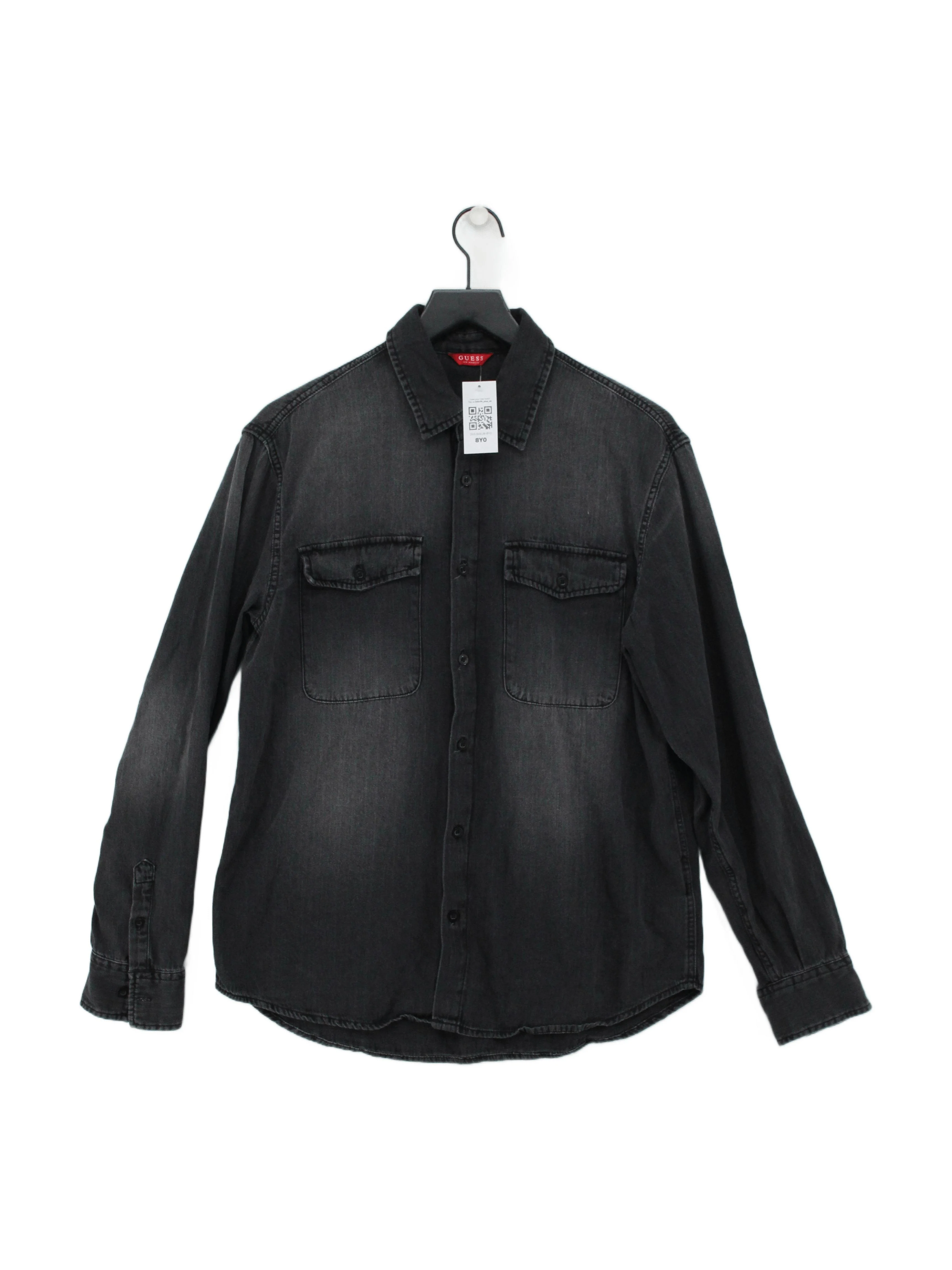 Guess Men's Shirt L Black 100% Cotton Basic