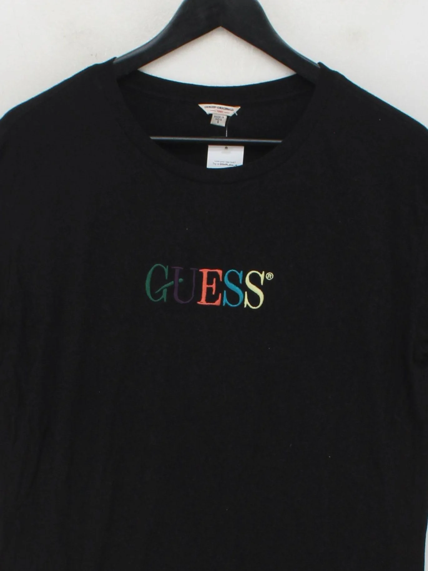 Guess Men's T-Shirt S Black Graphic 100% Other Basic - Image 3