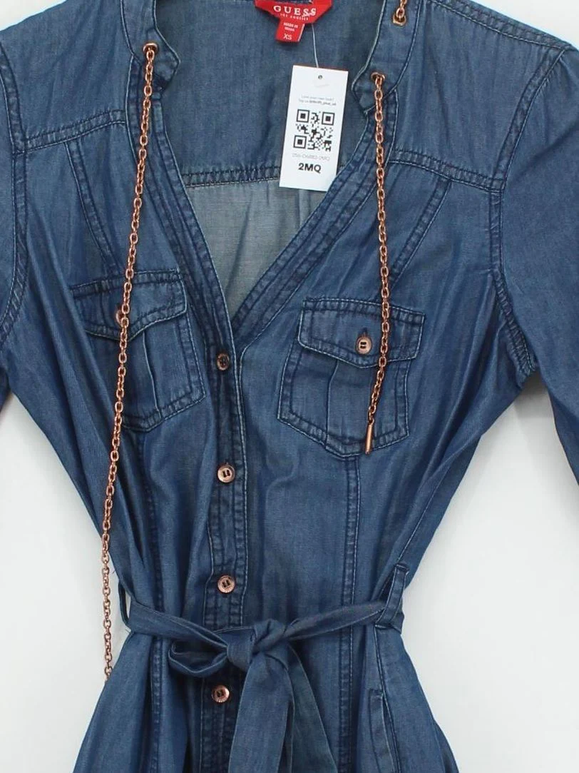 Guess Shirt Mini Dress UK6 in Blue - Image 3
