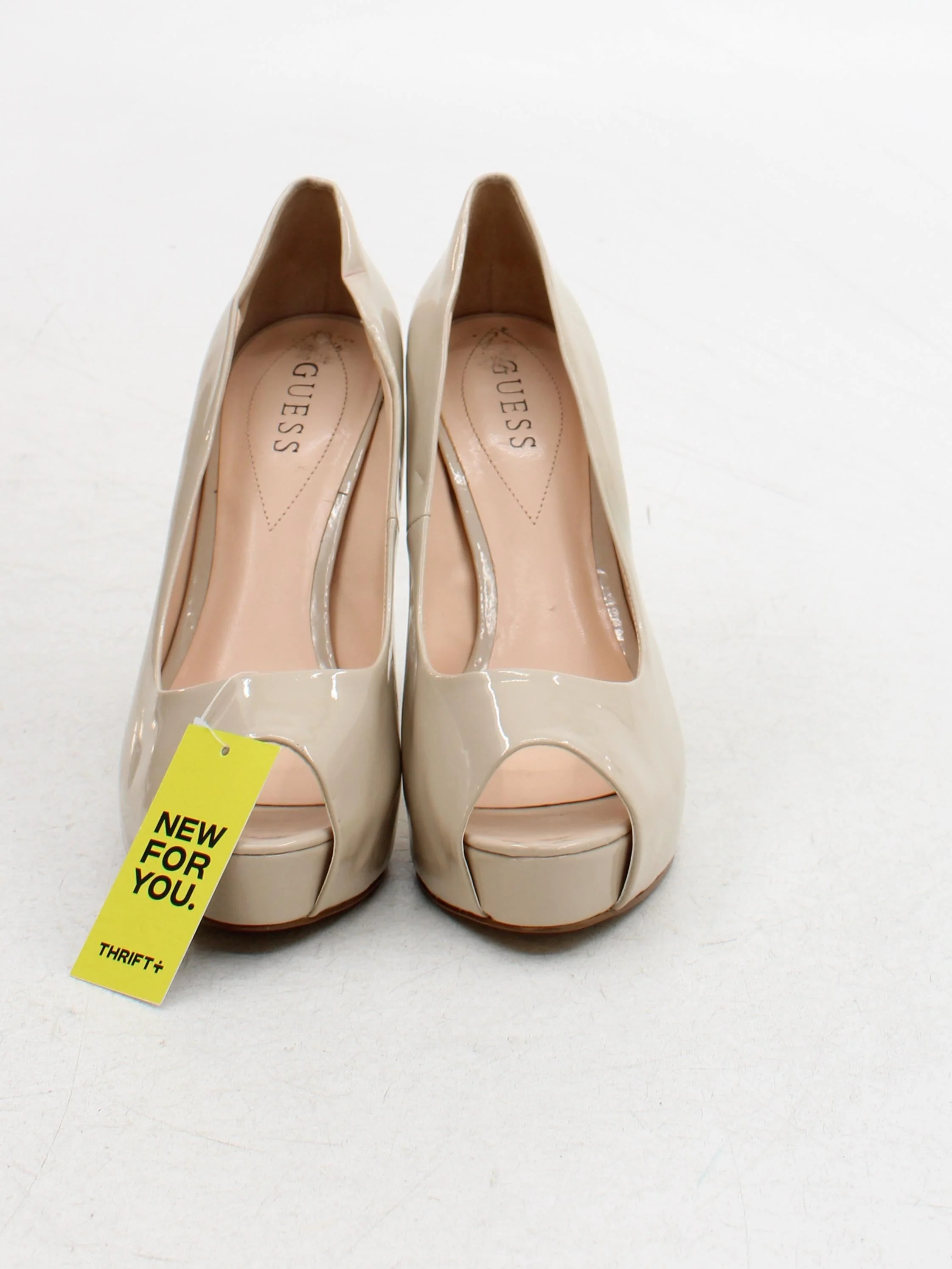 Guess Women's Heels UK 10 Cream 100% Faux Leather Platform - Image 2