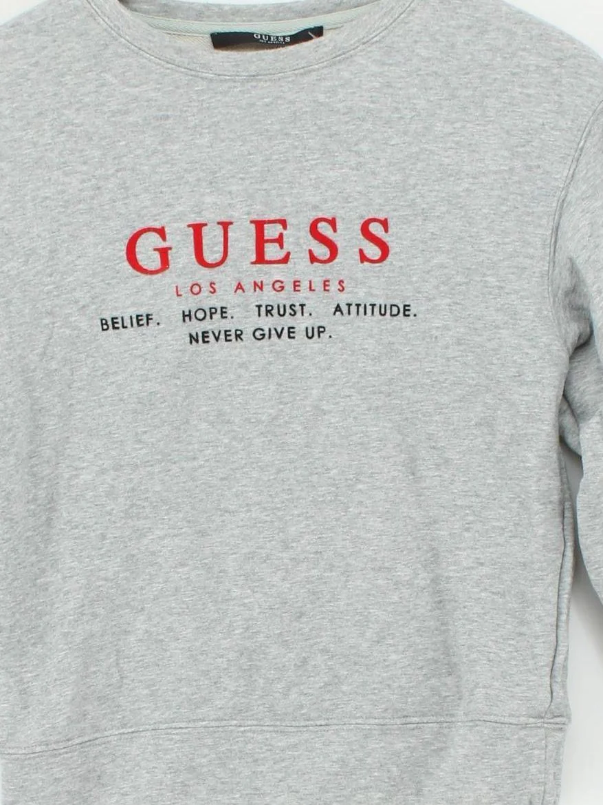 Guess Women's Hoodie S Grey Graphic Cotton with Polyamide Pullover - Image 3