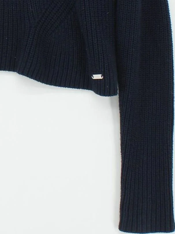 Guess Women's Jumper XS Blue Cotton with Acrylic High Neck Pullover - Image 4
