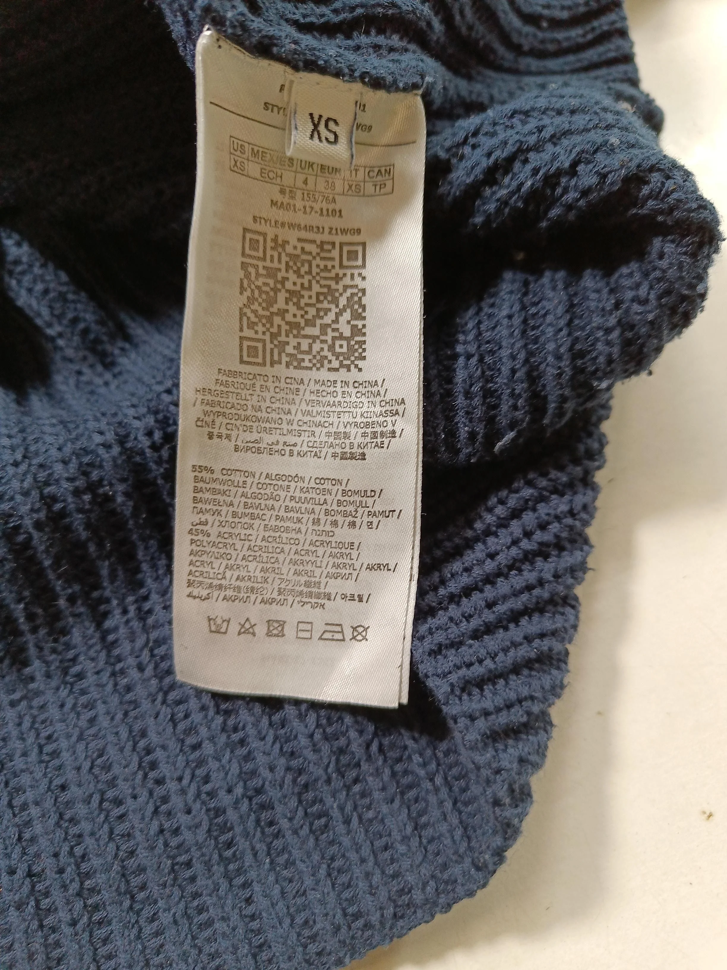 Guess Women's Jumper XS Blue Cotton with Acrylic High Neck Pullover - Image 6