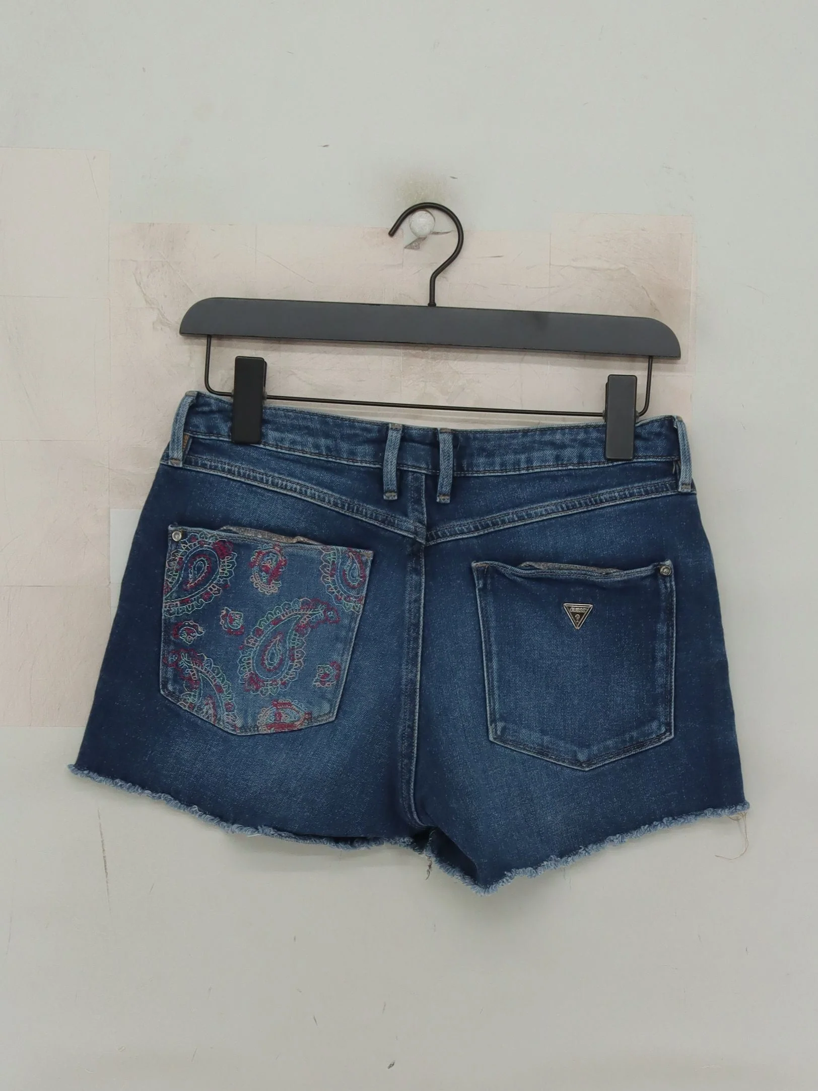 Guess Women's Shorts W 29 in Blue Paisley 100% Other Cut-Off - Image 2