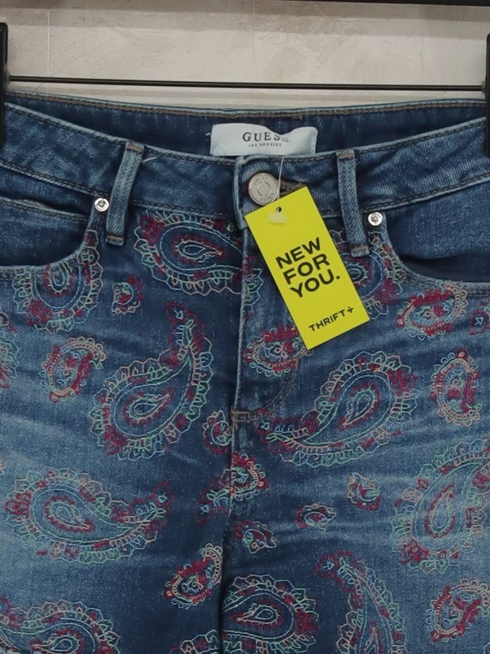 Guess Women's Shorts W 29 in Blue Paisley 100% Other Cut-Off - Image 3