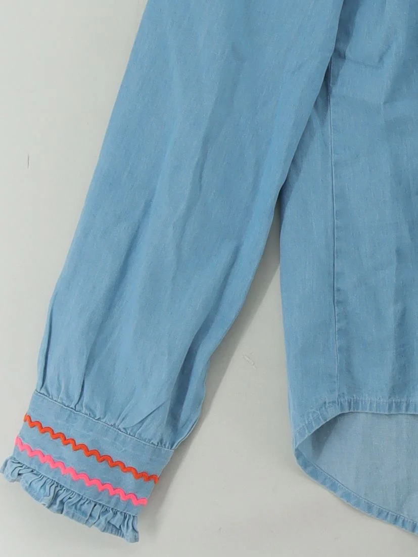 Gussy And Lou Women's Shirt M Blue 100% Cotton Basic New with tags - Image 4