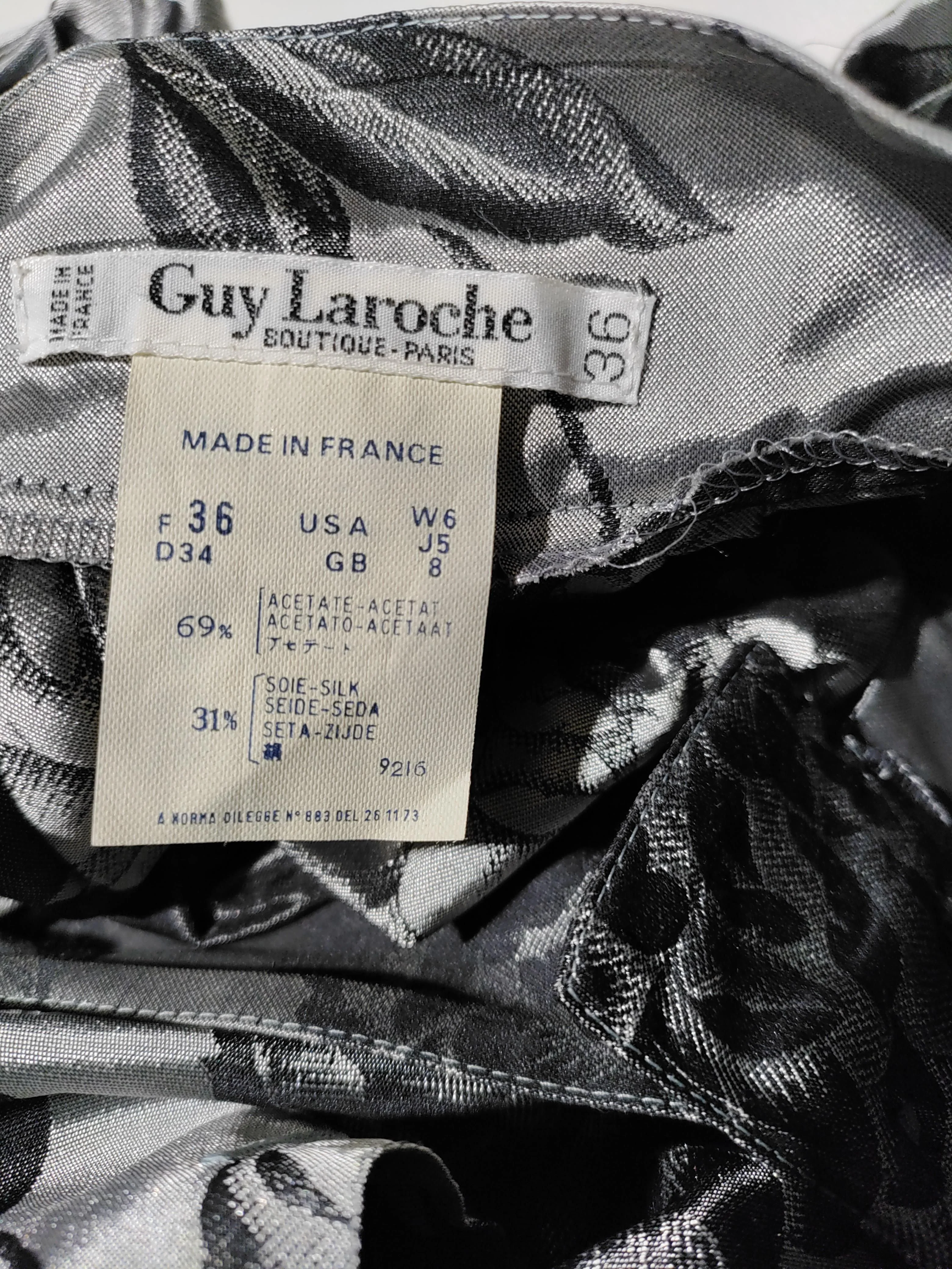 Guy Laroche Women's Maxi Skirt UK 8 Grey Floral Acetate with Silk Long Maxi - Image 6