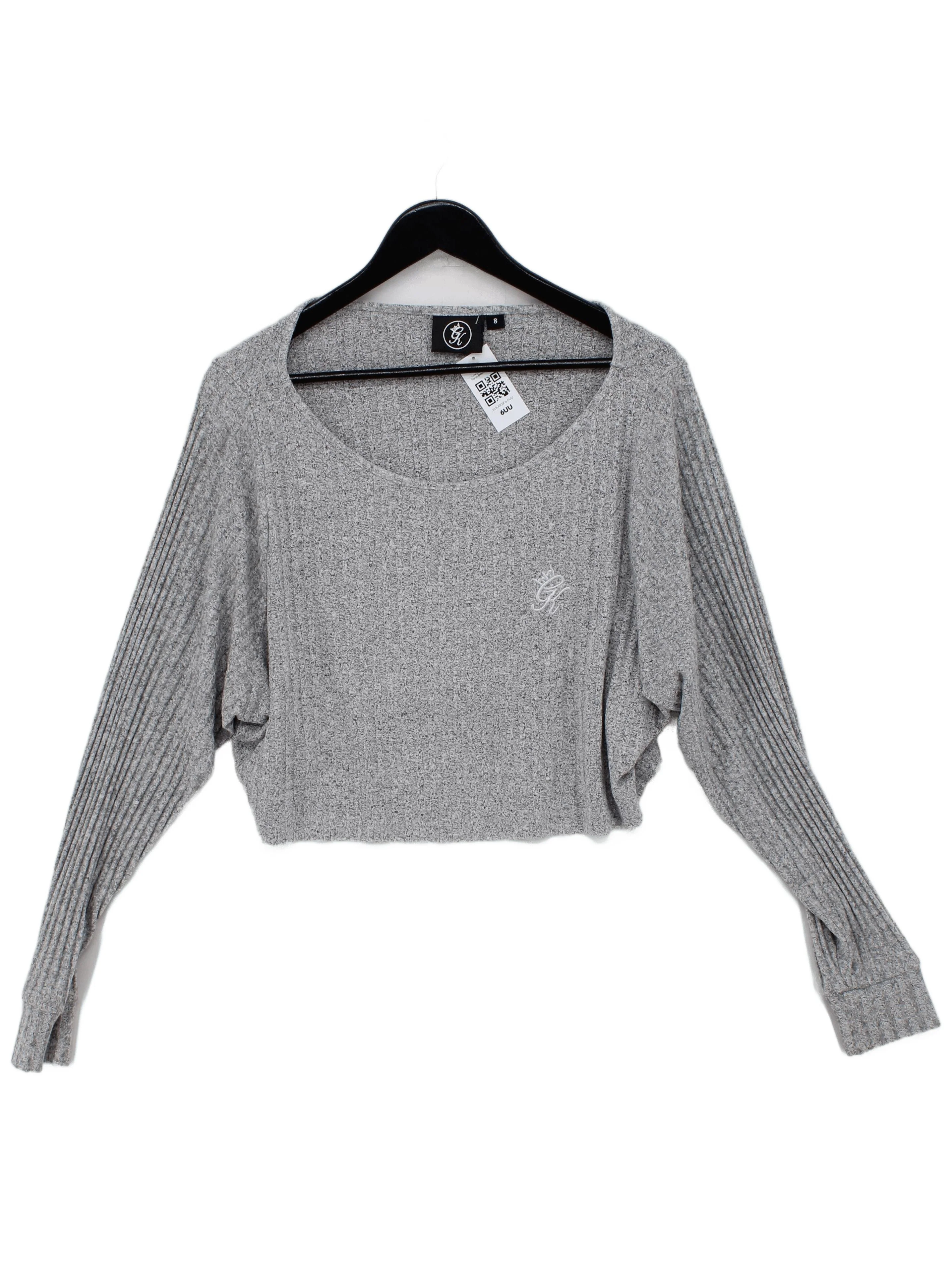 Gym King Women's Top UK 8 Grey Viscose with Polyester, Elastane Cropped