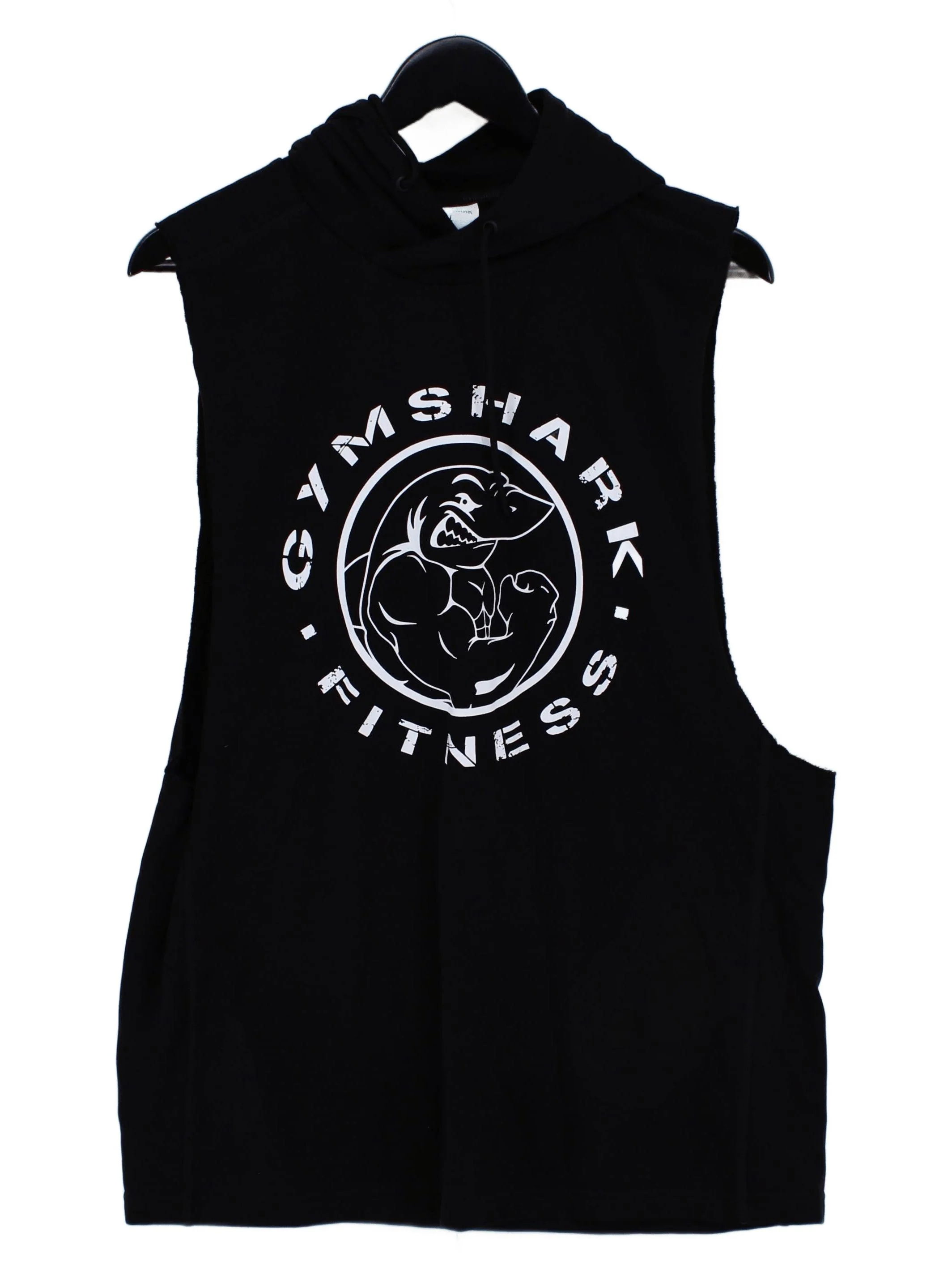 Gymshark Men's Hoodie L Black Graphic Cotton with Polyester Vest