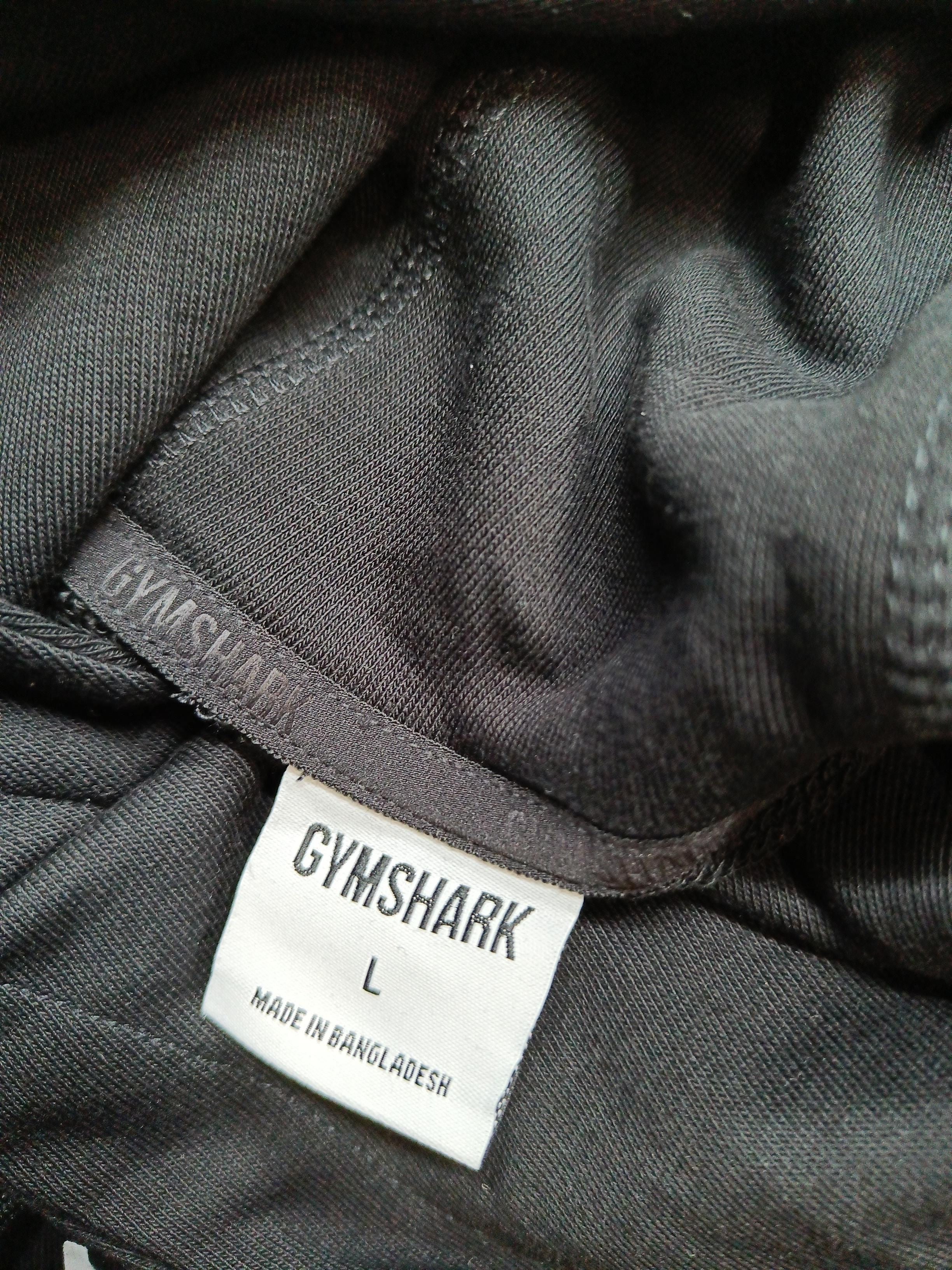 Gymshark Men's Hoodie L Black Graphic Cotton with Polyester Vest - Image 5