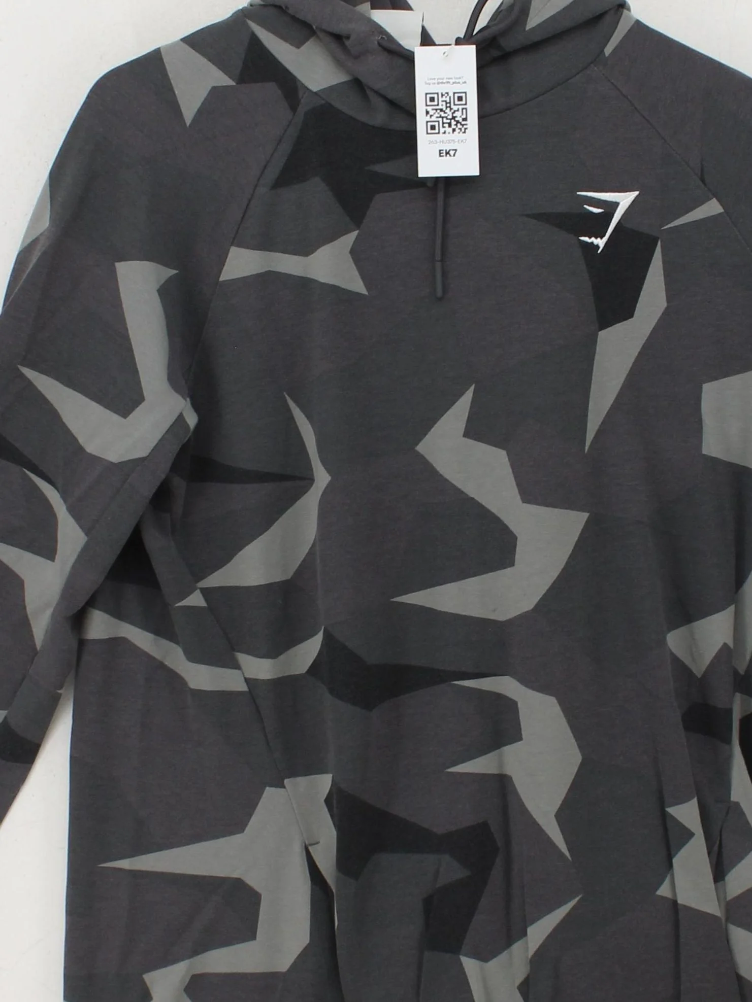 Gymshark Men's Hoodie M Grey Camo Polyester with Cotton, Elastane Pullover - Image 3