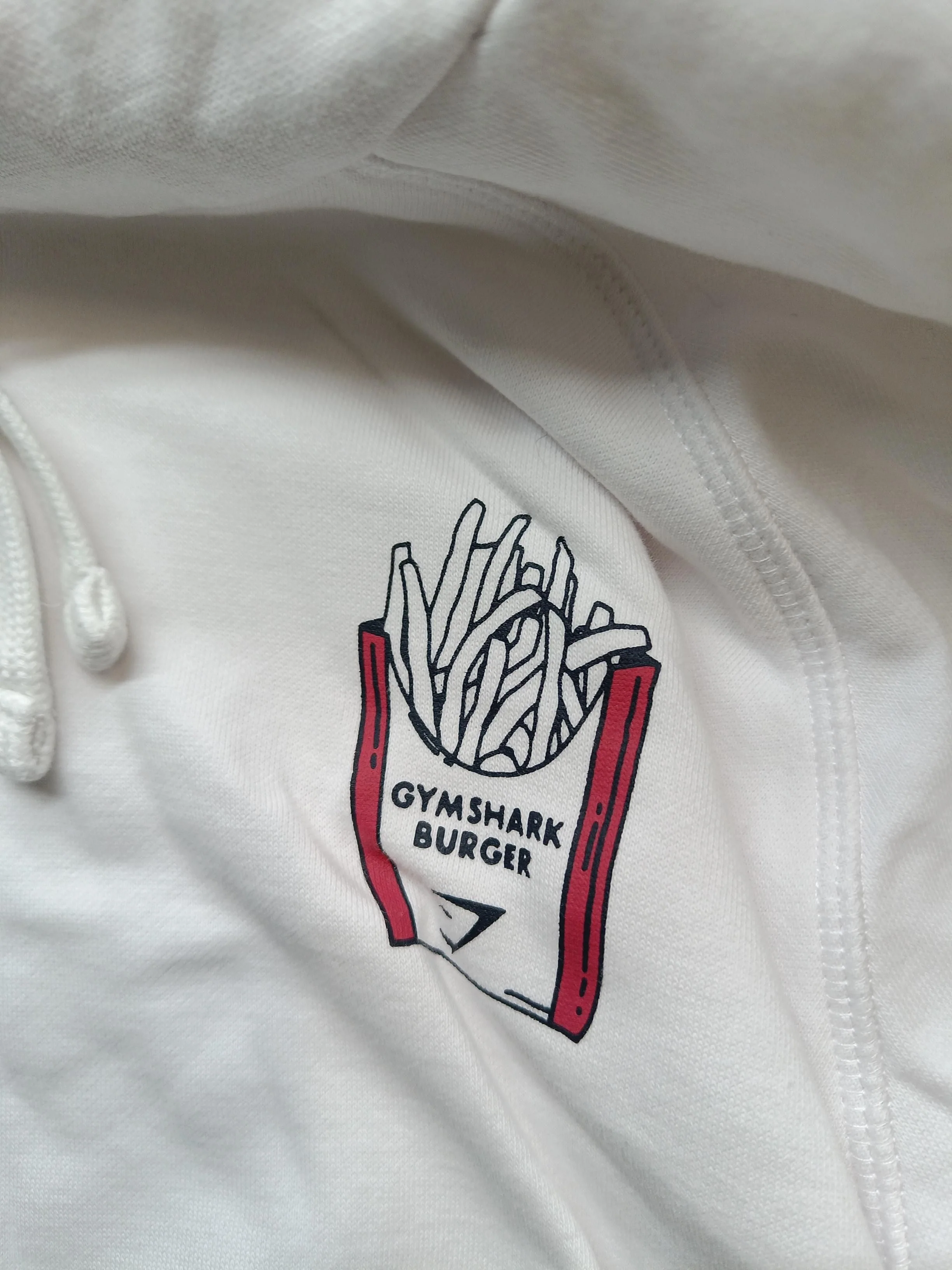 Gymshark Men's Hoodie XXXL White Graphic Cotton with Polyester Pullover - Image 5