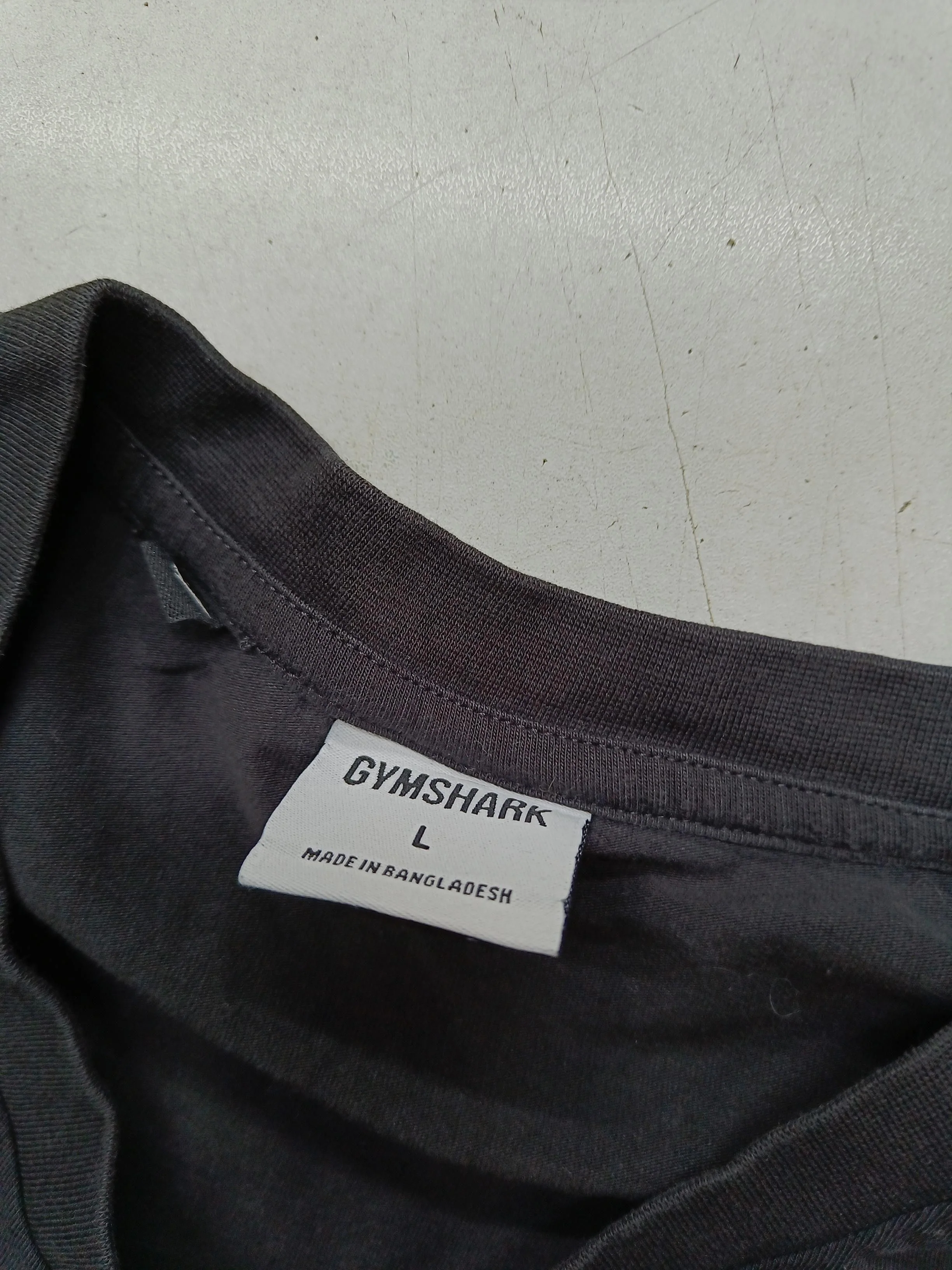 Gymshark Men's T-Shirt L Black Graphic Cotton with Elastane Round Neck Basic - Image 5