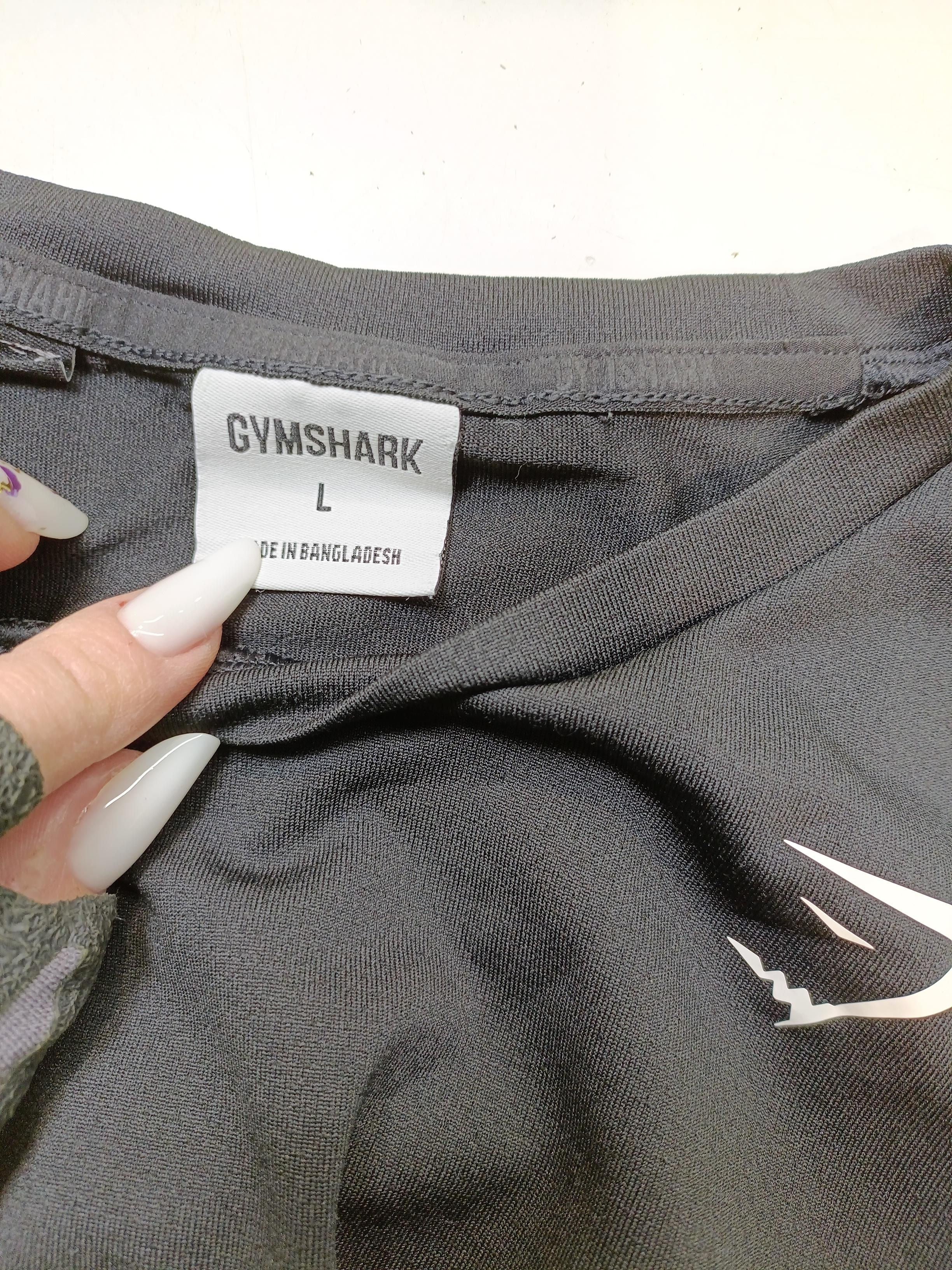 Gymshark Men's T-Shirt L Black Polyester with Elastane Round Neck Basic - Image 5