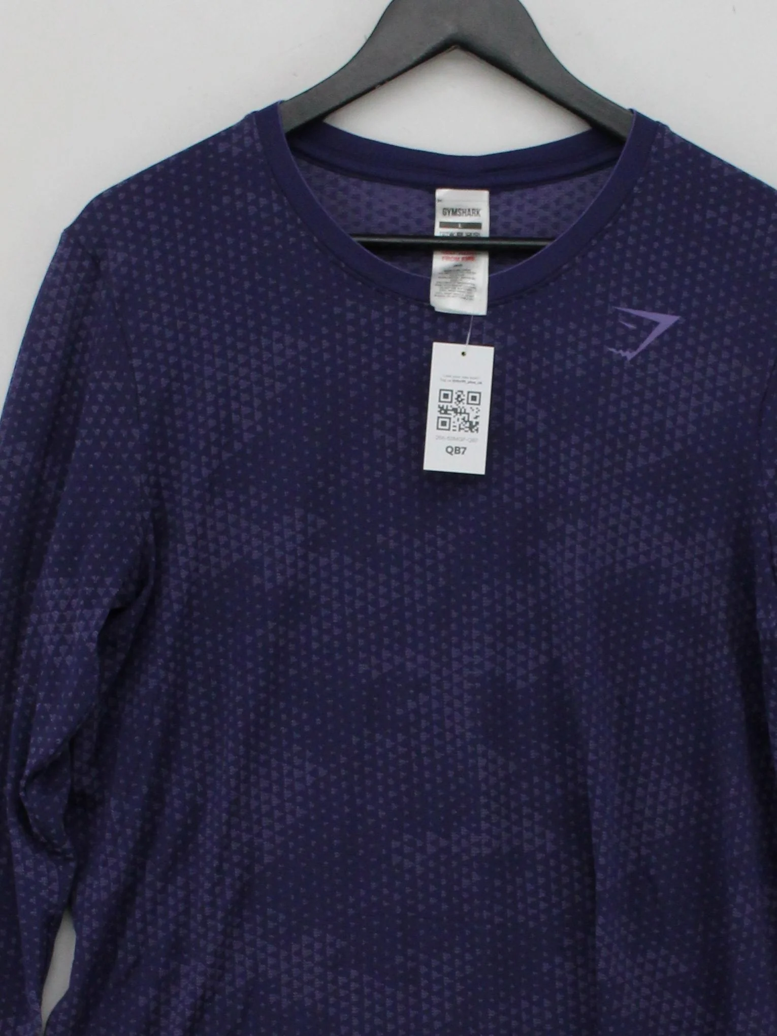 Gymshark Men's T-Shirt L Blue Geometric Polyester with Nylon Round Neck Basic - Image 3