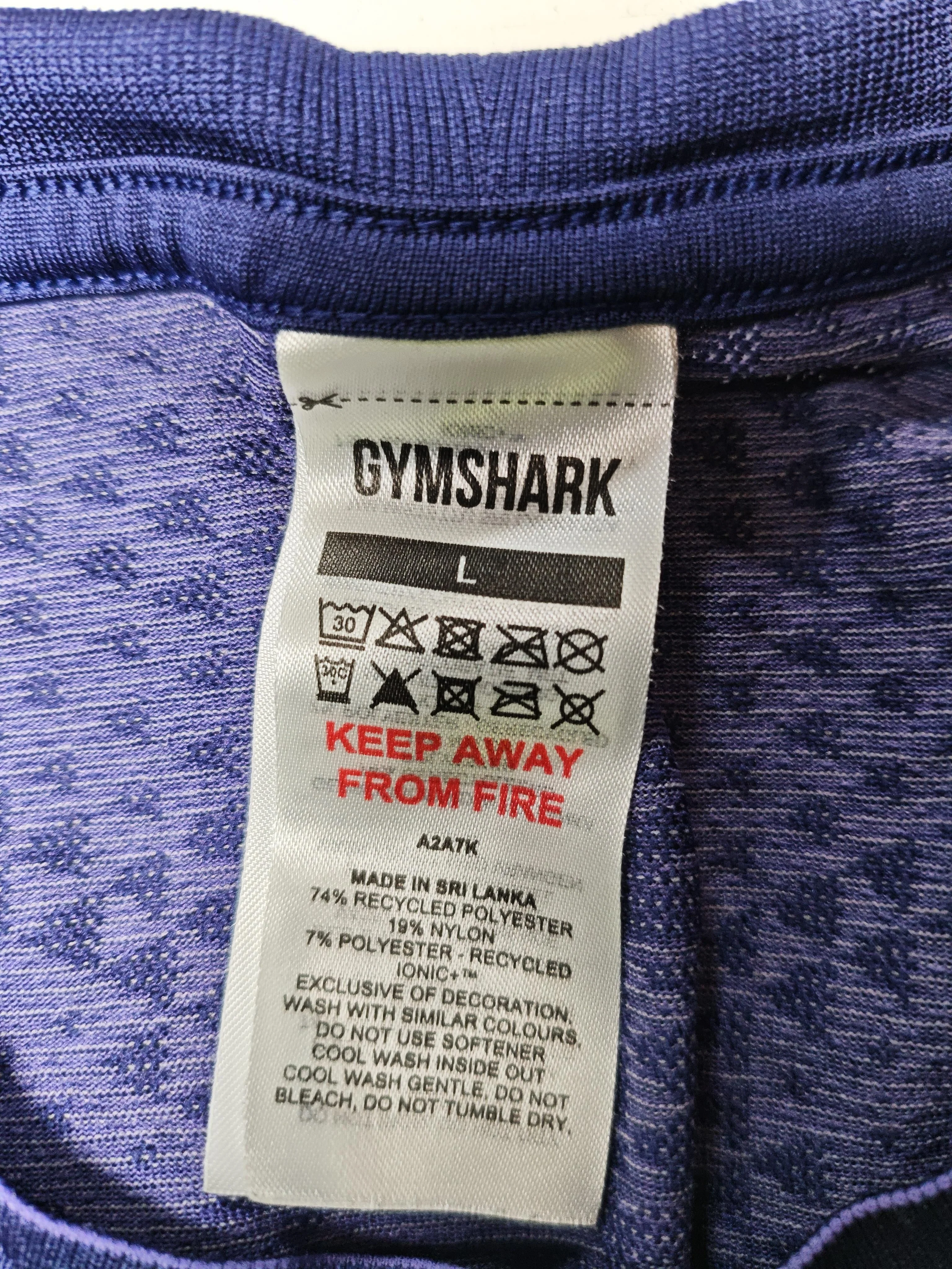 Gymshark Men's T-Shirt L Blue Geometric Polyester with Nylon Round Neck Basic - Image 5