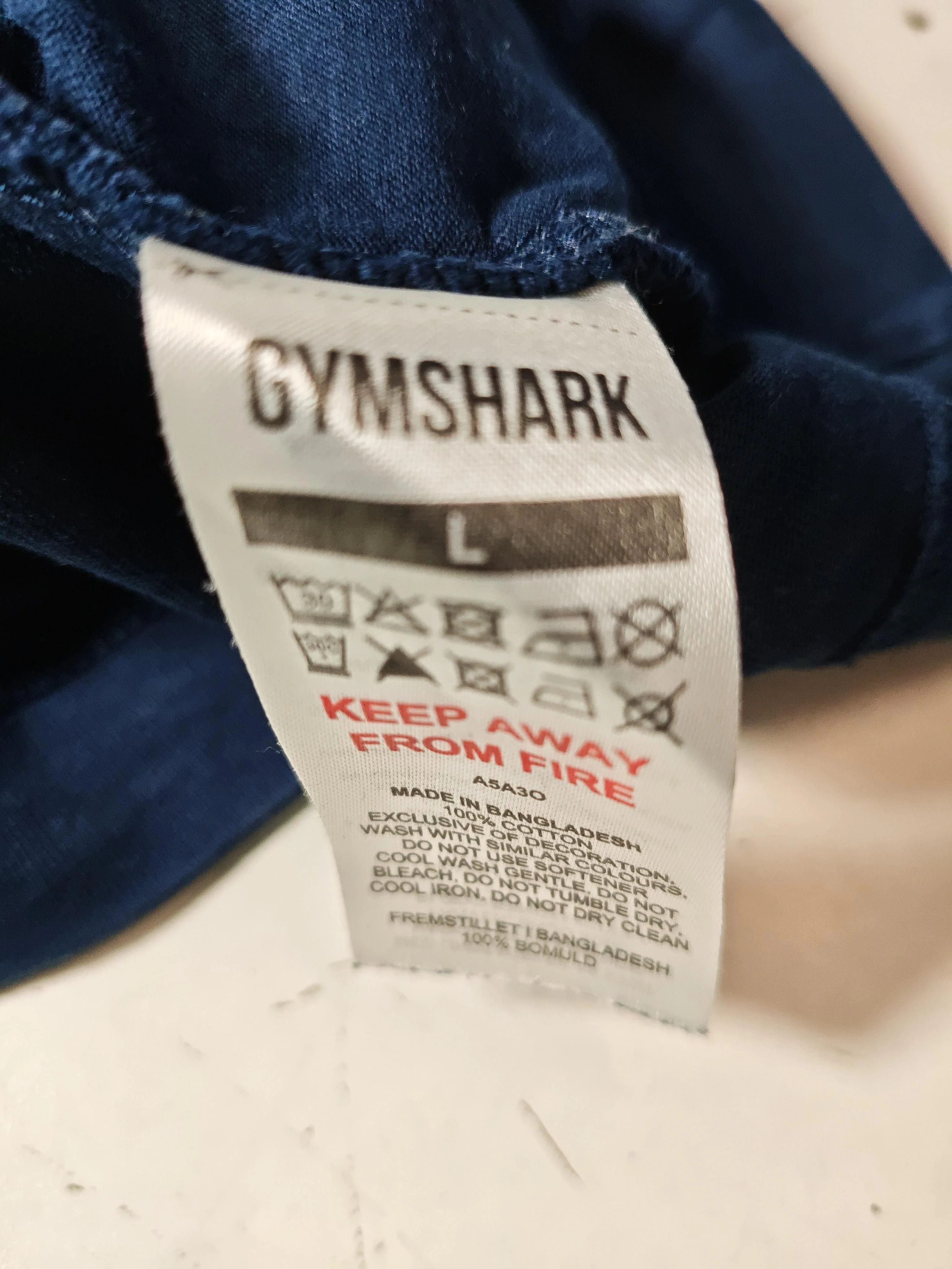 Gymshark Men's T-Shirt L Blue Graphic 100% Cotton Round Neck Basic - Image 6