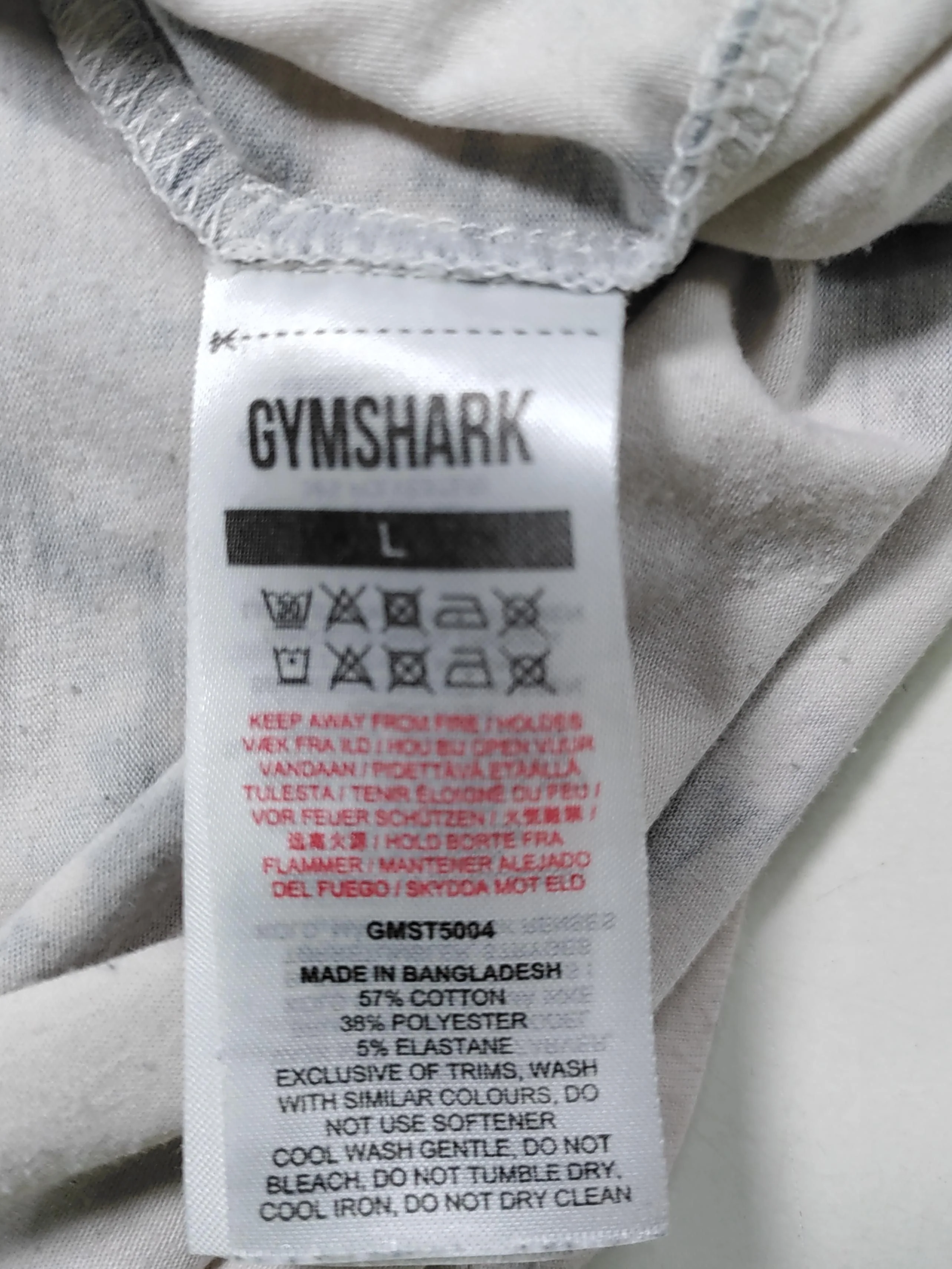 Gymshark Men's T-Shirt L Cream Cotton with Polyester, Elastane Round Neck Basic - Image 6