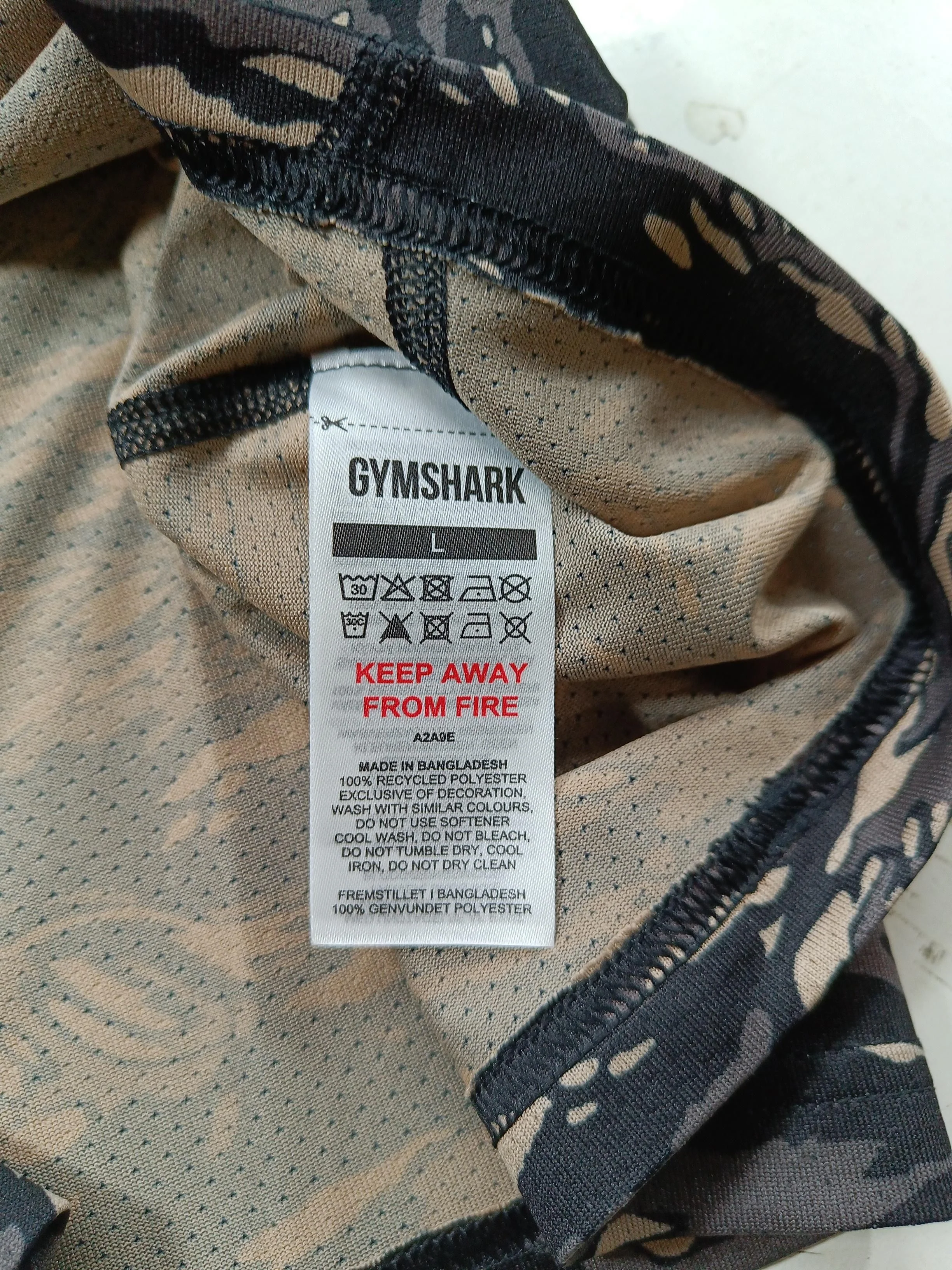 Gymshark Men's T-Shirt L Multi Camo 100% Polyester Round Neck Basic - Image 6