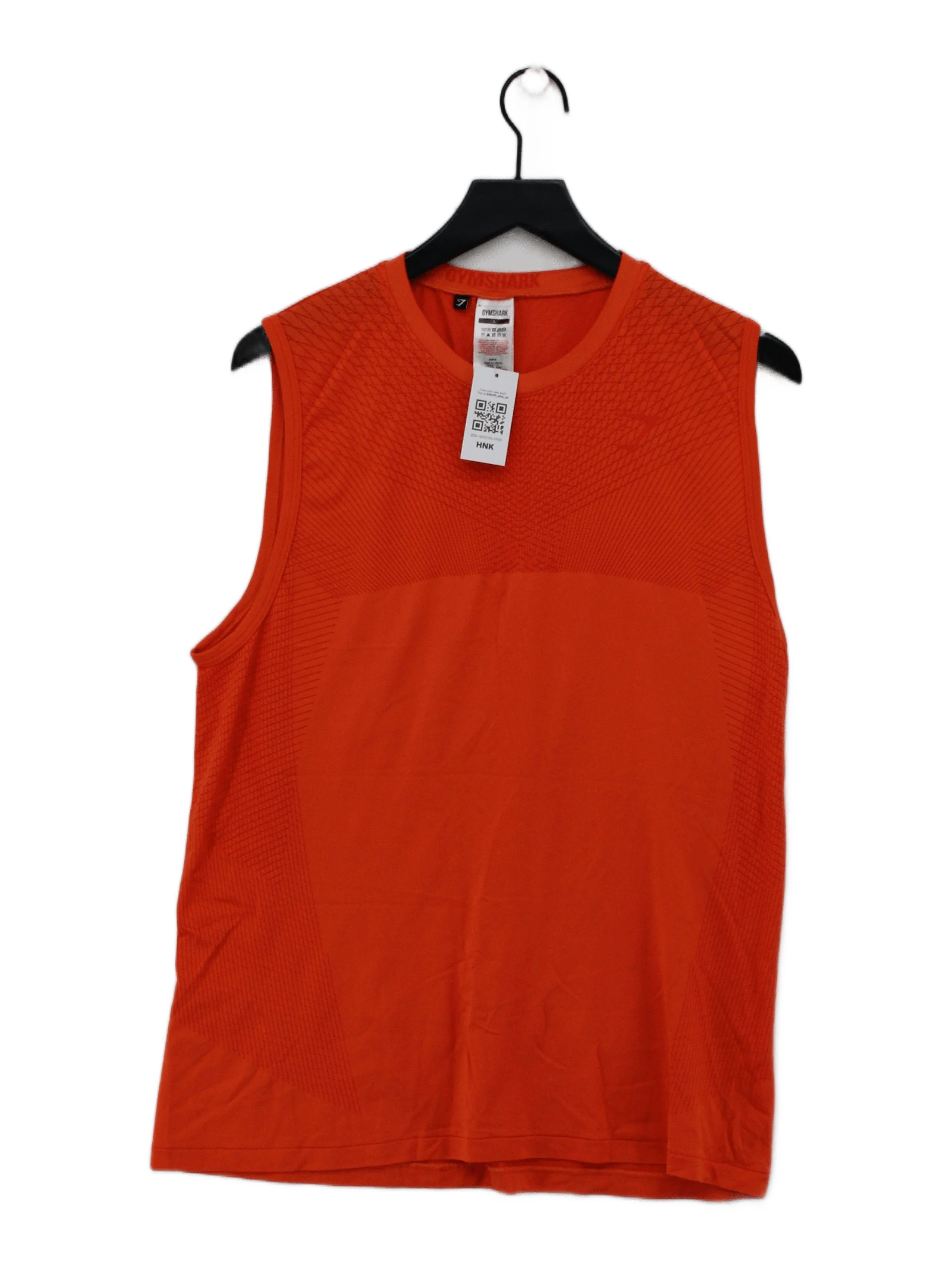 Gymshark Men's T-Shirt L Orange Polyester with Nylon Sleeveless Round Neck Basic