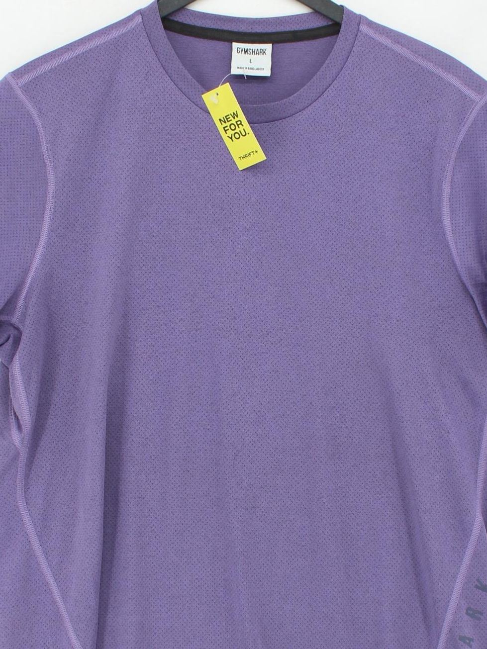 Gymshark Men's T-Shirt L Purple Geometric 100% Polyester Round Neck Basic - Image 3