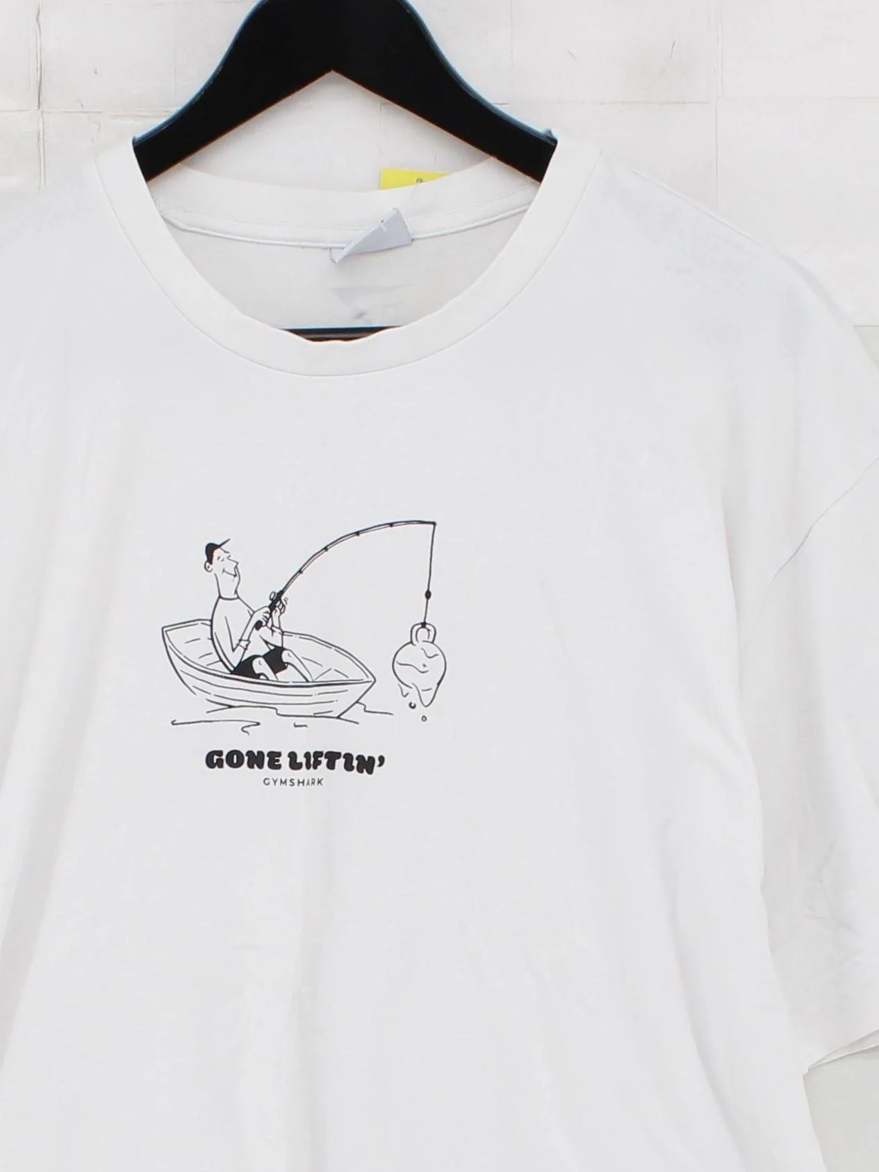 Gymshark Men's T-Shirt L White Graphic Cotton with Elastane Round Neck Basic - Image 3