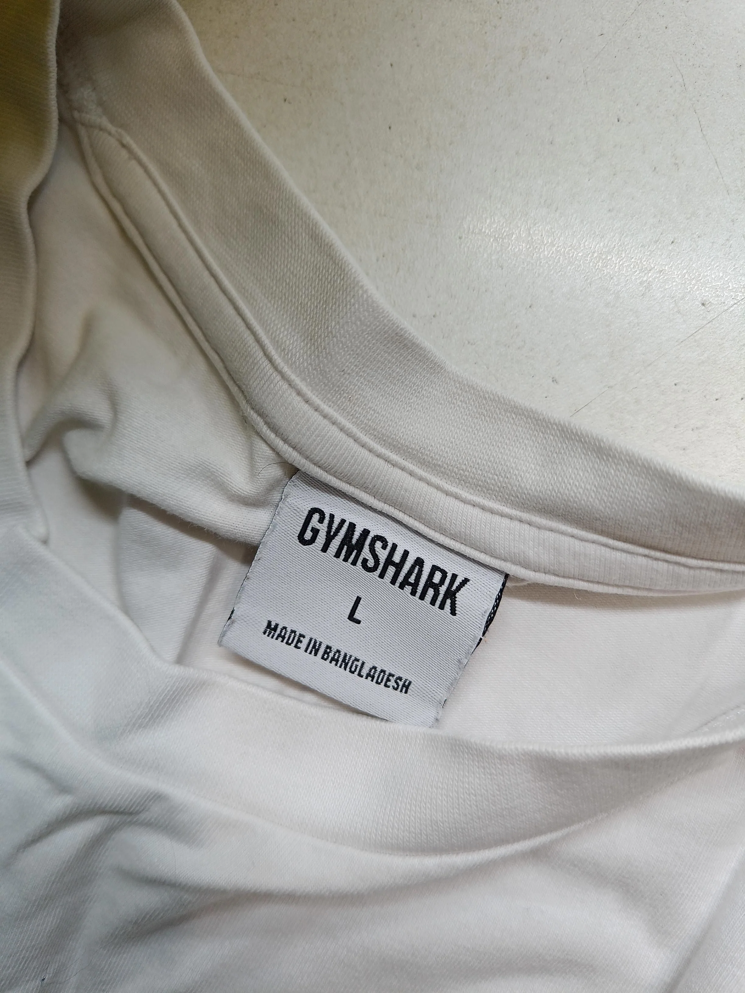 Gymshark Men's T-Shirt L White Graphic Cotton with Elastane Round Neck Basic - Image 5