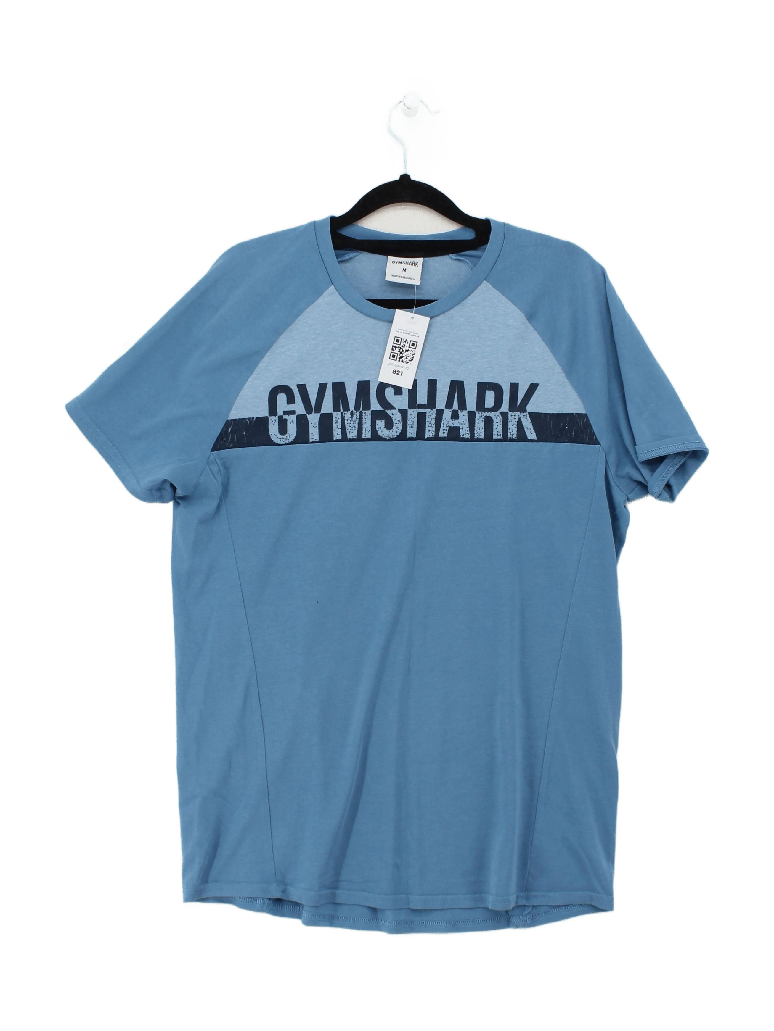 Gymshark Men's T-Shirt M Blue Polyester with Cotton, Elastane Basic