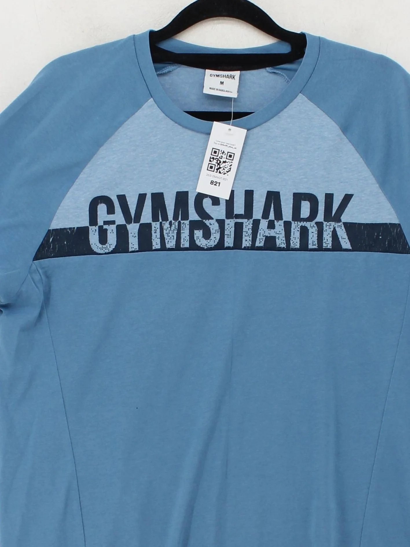 Gymshark Men's T-Shirt M Blue Polyester with Cotton, Elastane Basic - Image 3