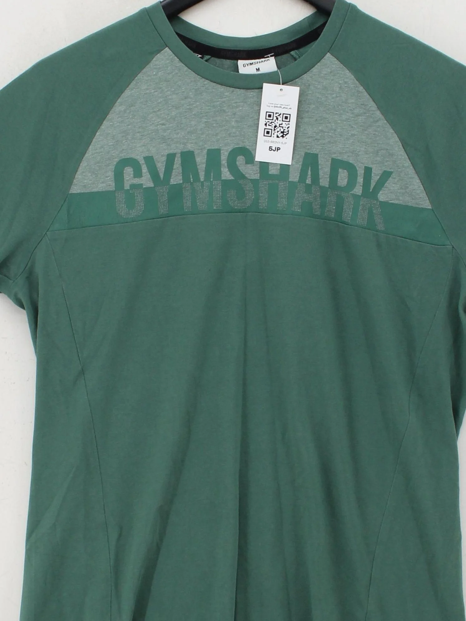 Gymshark Men's T-Shirt M Green Cotton with Polyester, Elastane Basic - Image 3