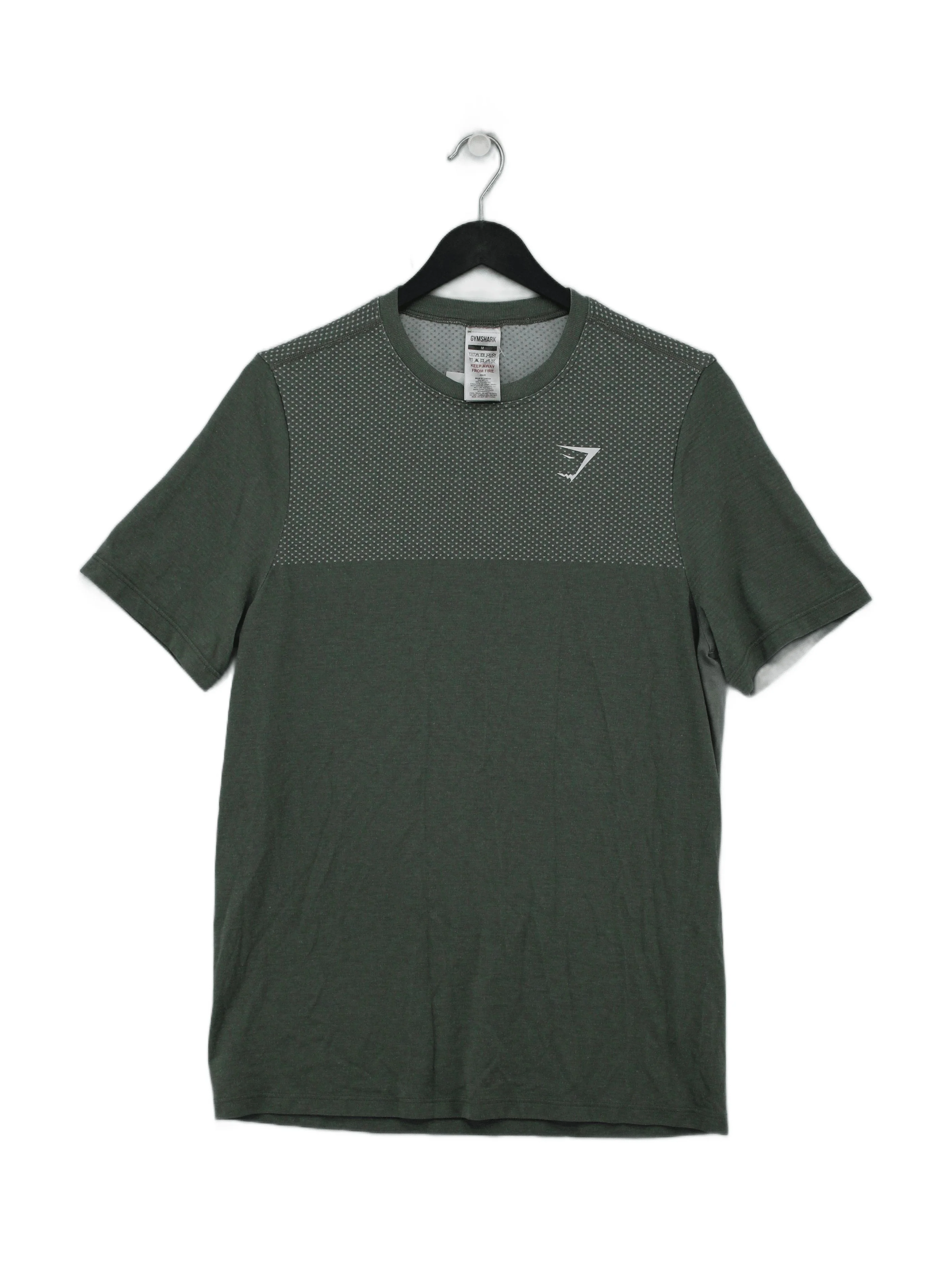 Gymshark Men's T-Shirt M Green Polyester with Nylon Round Neck Basic