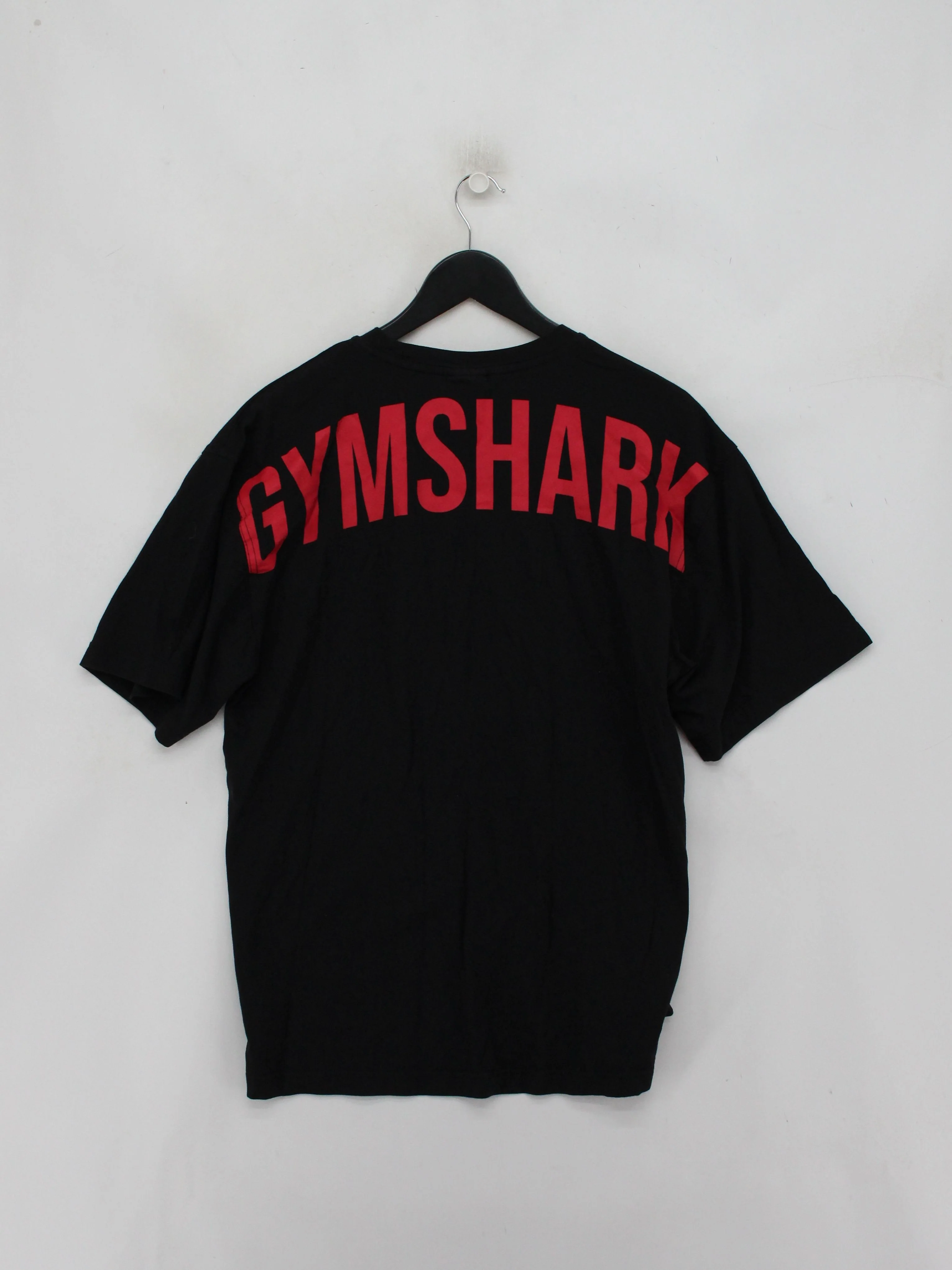 Gymshark Men's T-Shirt S Black Graphic Cotton with Elastane Round Neck Basic - Image 2