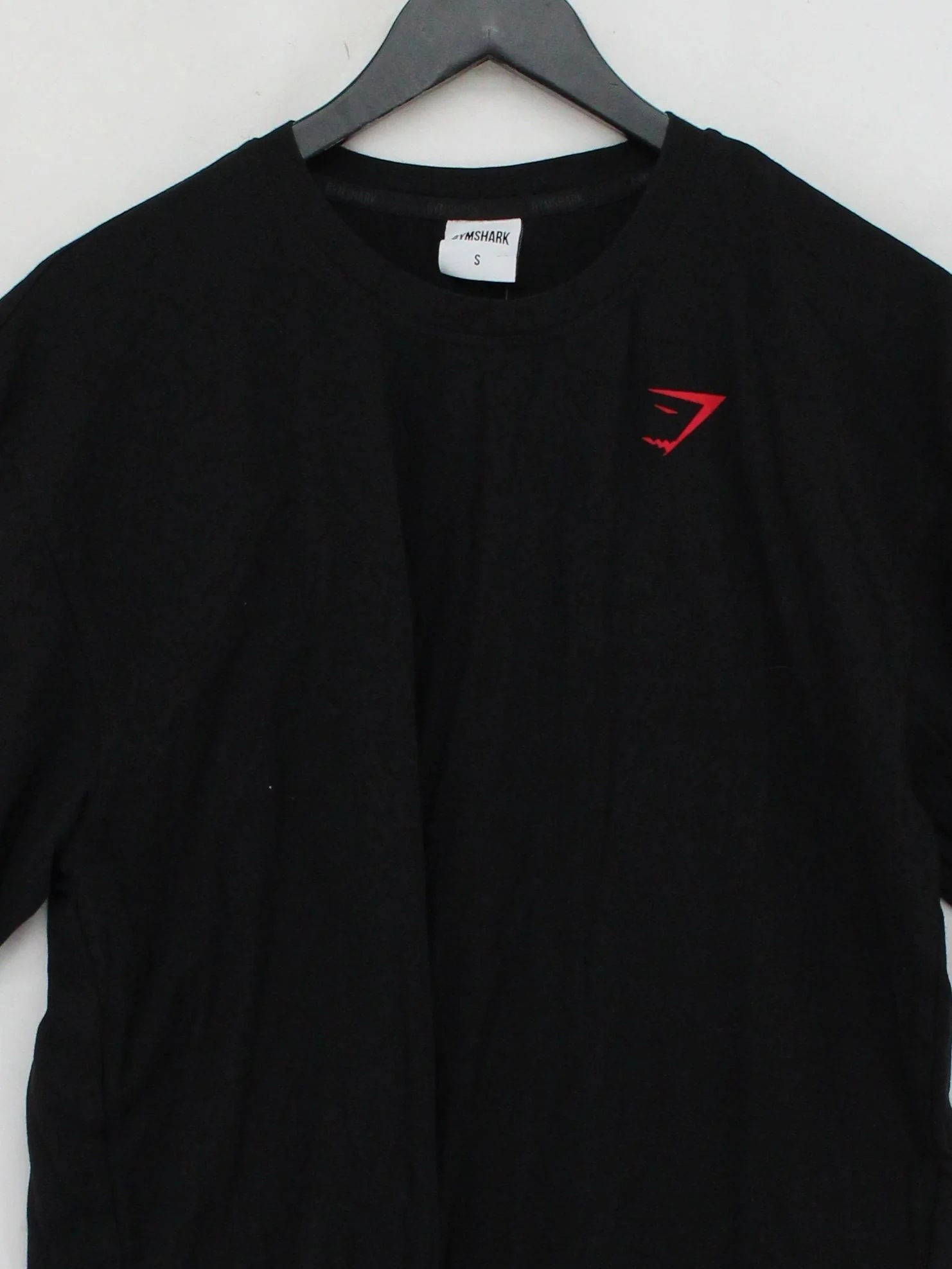 Gymshark Men's T-Shirt S Black Graphic Cotton with Elastane Round Neck Basic - Image 3
