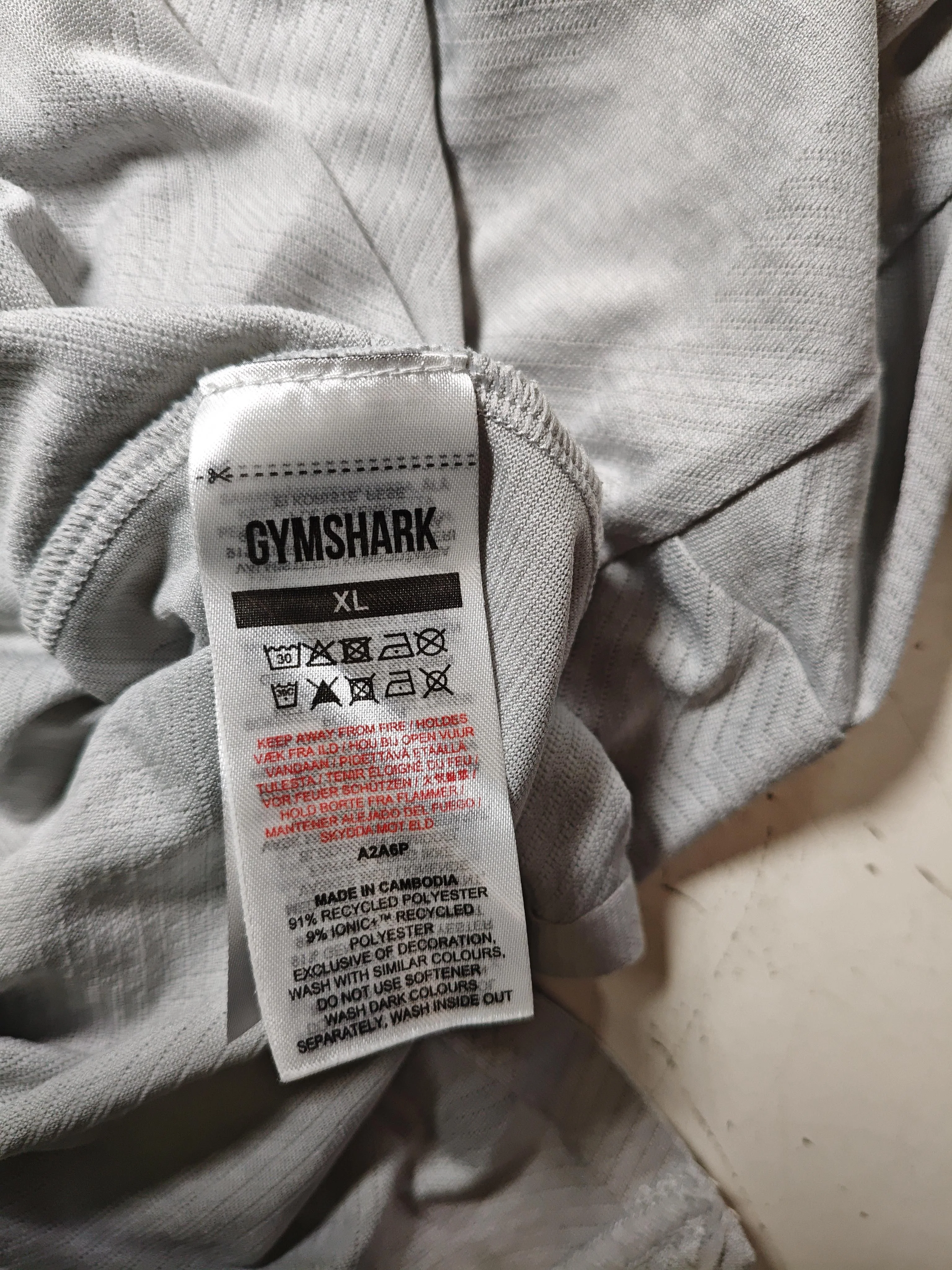 Gymshark Men's T-Shirt XL Grey Polyester with Polyester Round Neck Basic - Image 6