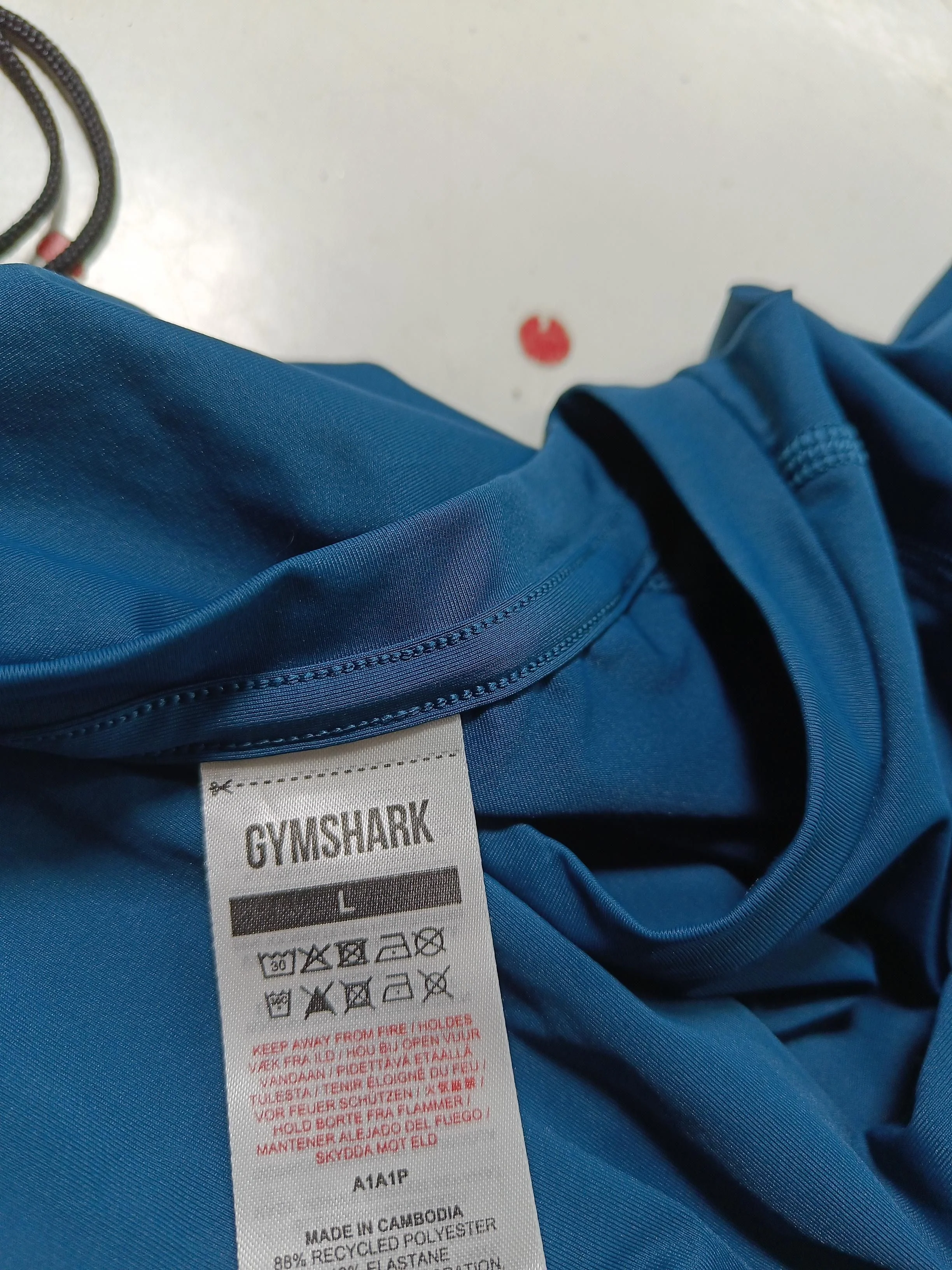 Gymshark Women's T-Shirt L Blue Polyester with Elastane Basic - Image 5