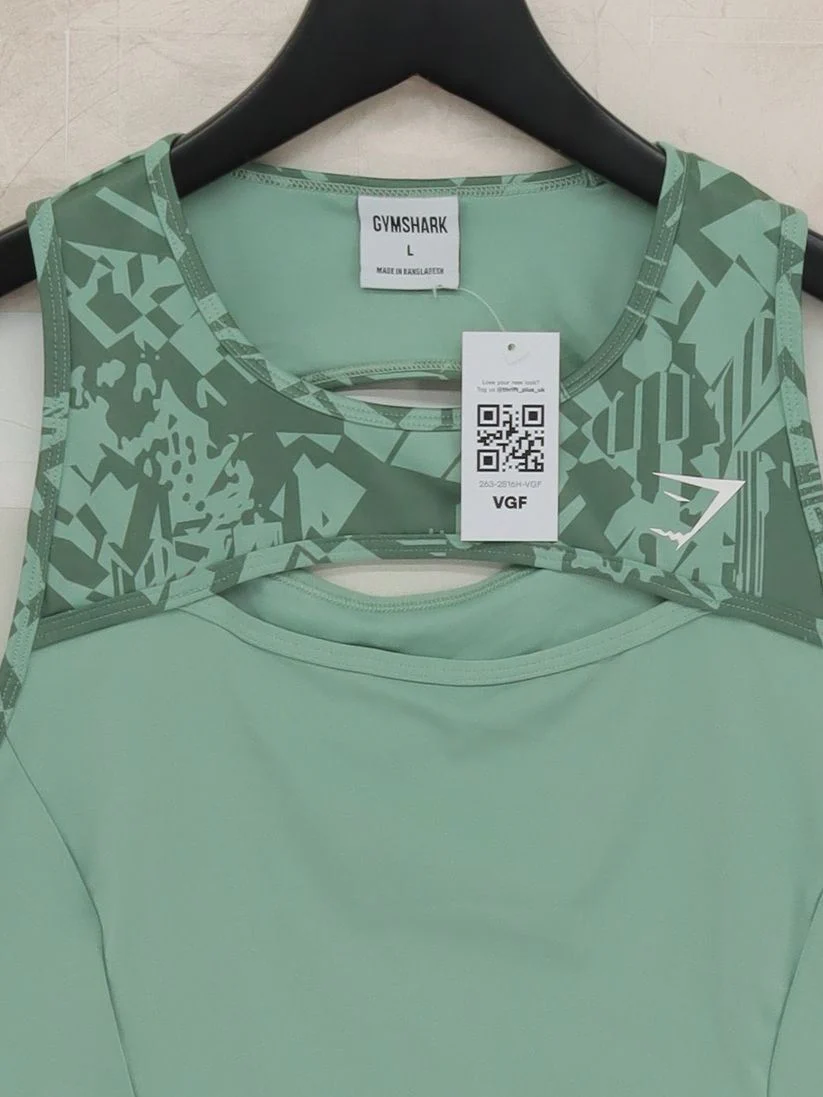 Gymshark Women's T-Shirt L Green Polyester with Elastane Basic - Image 3