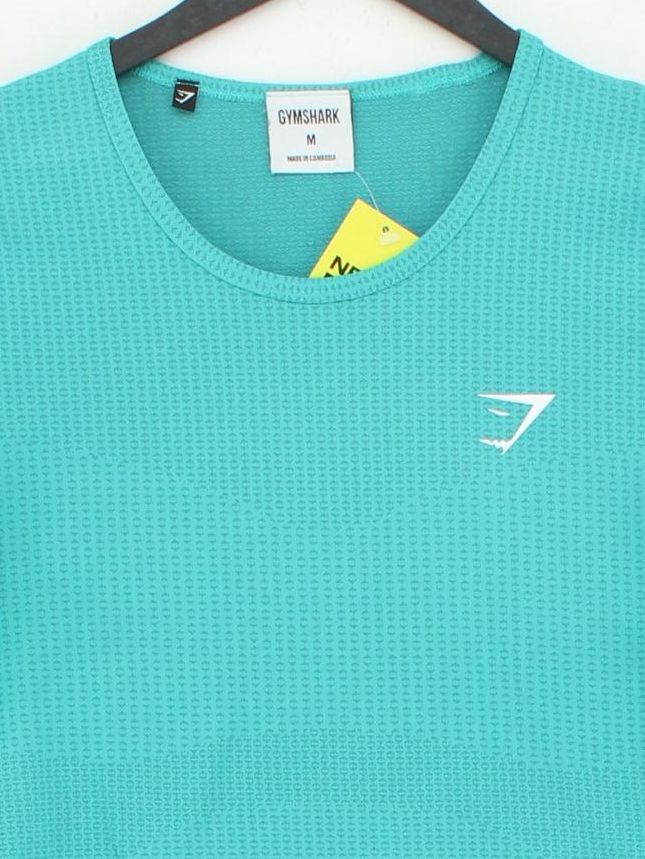 Gymshark Women's T-Shirt M Blue Geometric 100% Polyester Basic - Image 3
