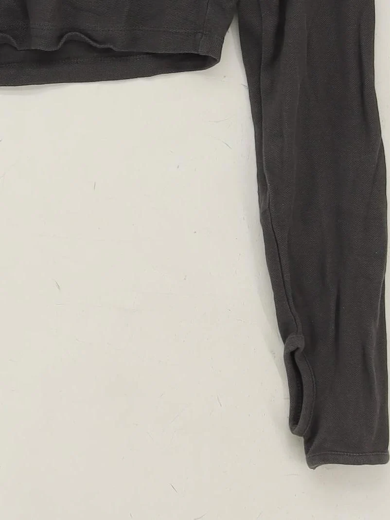 Gymshark Women's Top M Grey 100% Cotton Long Sleeve Round Neck Cropped - Image 4